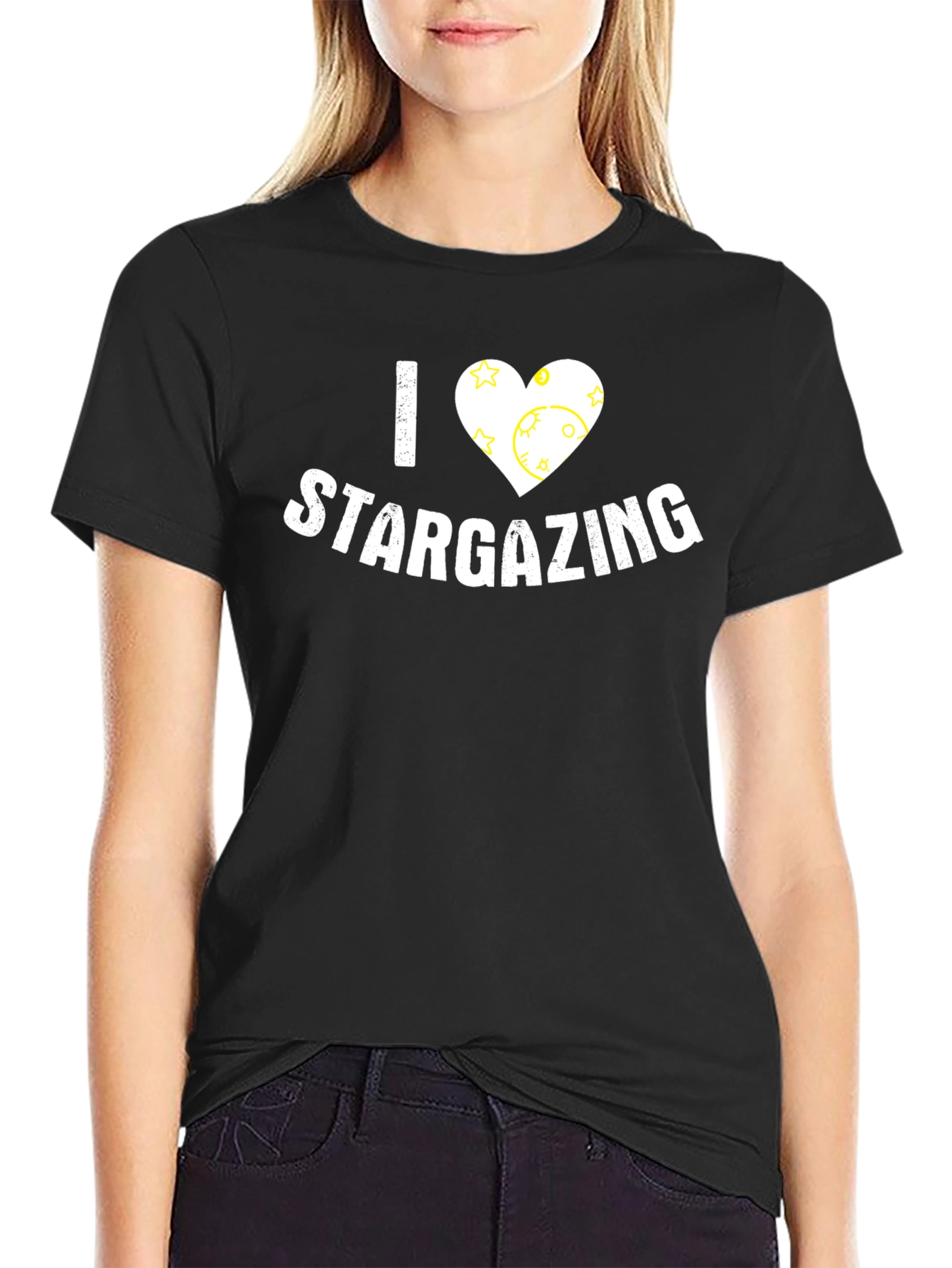 I Heart Stargazing Black T-Shirt