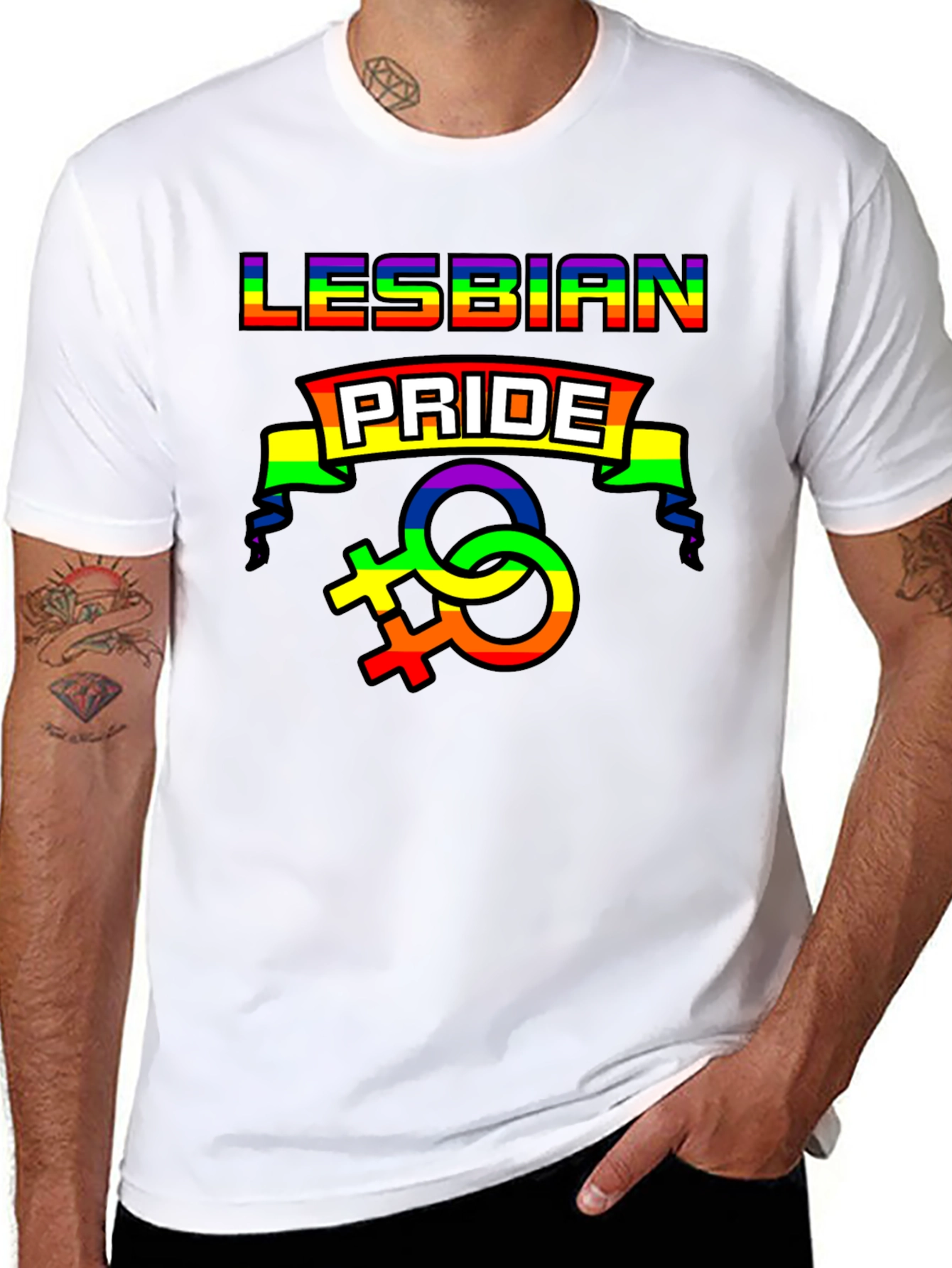 Lesbian Pride Rainbow Graphic T-Shirt