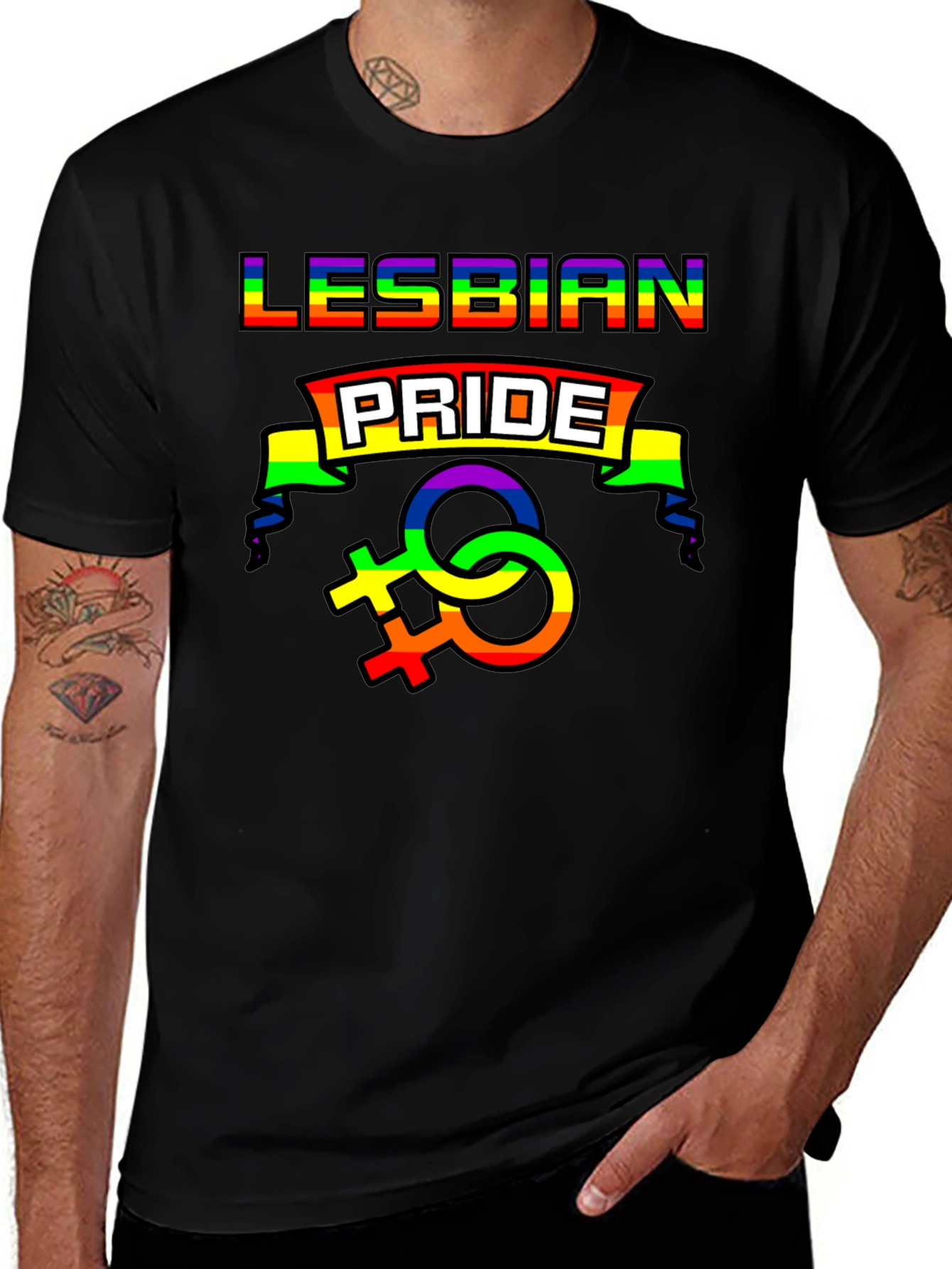 Lesbian Pride Rainbow Graphic T-Shirt