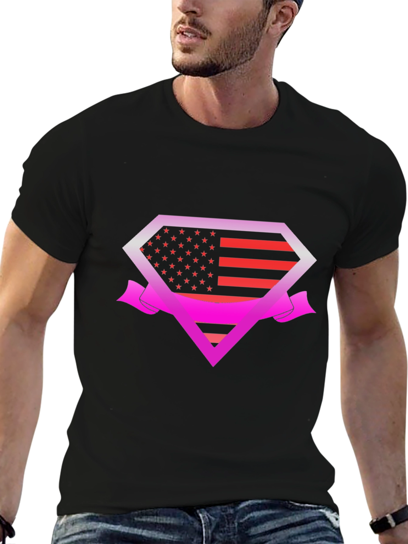 American Flag Superman Logo T-Shirt