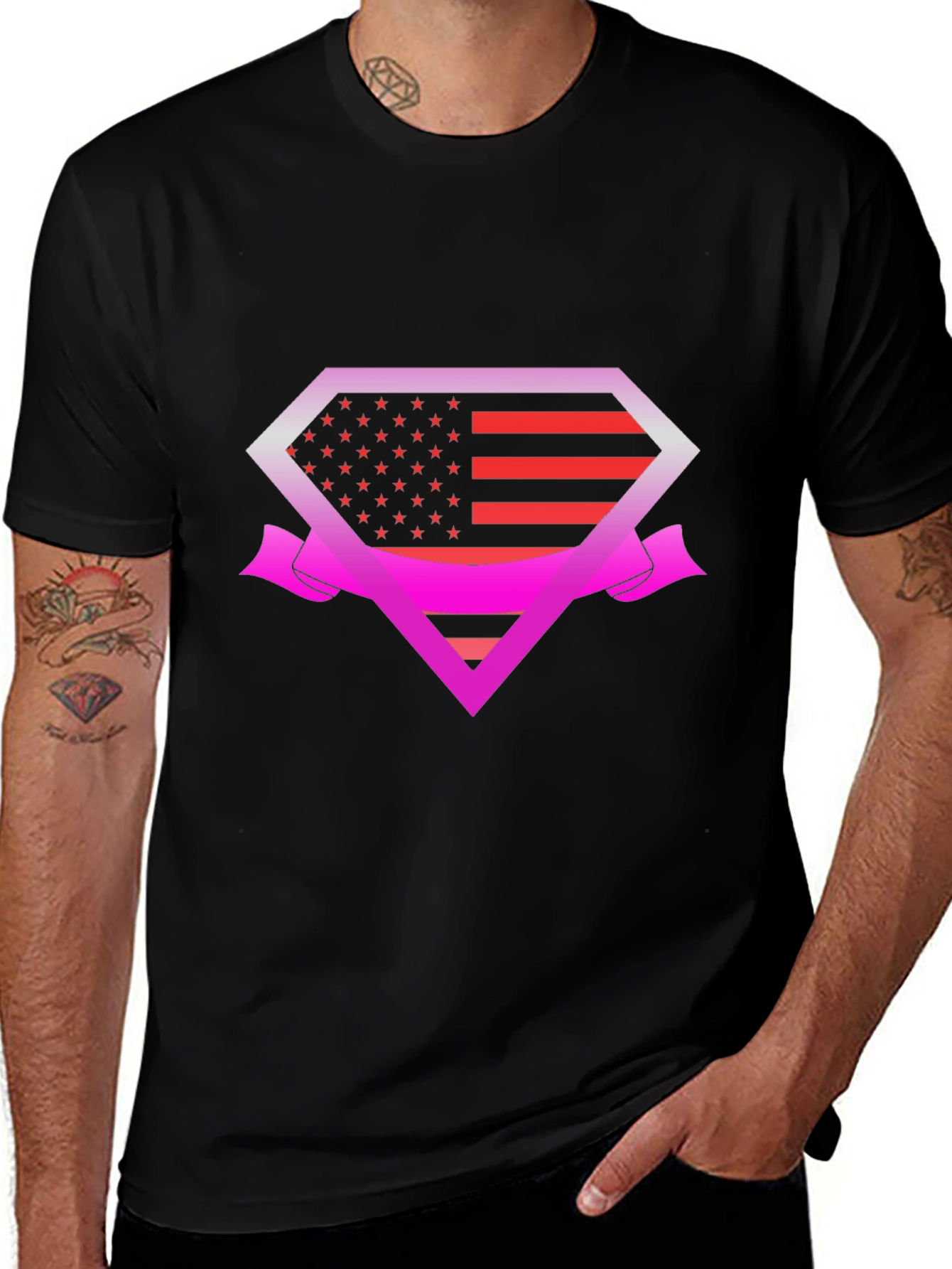 American Flag Superman Logo T-Shirt