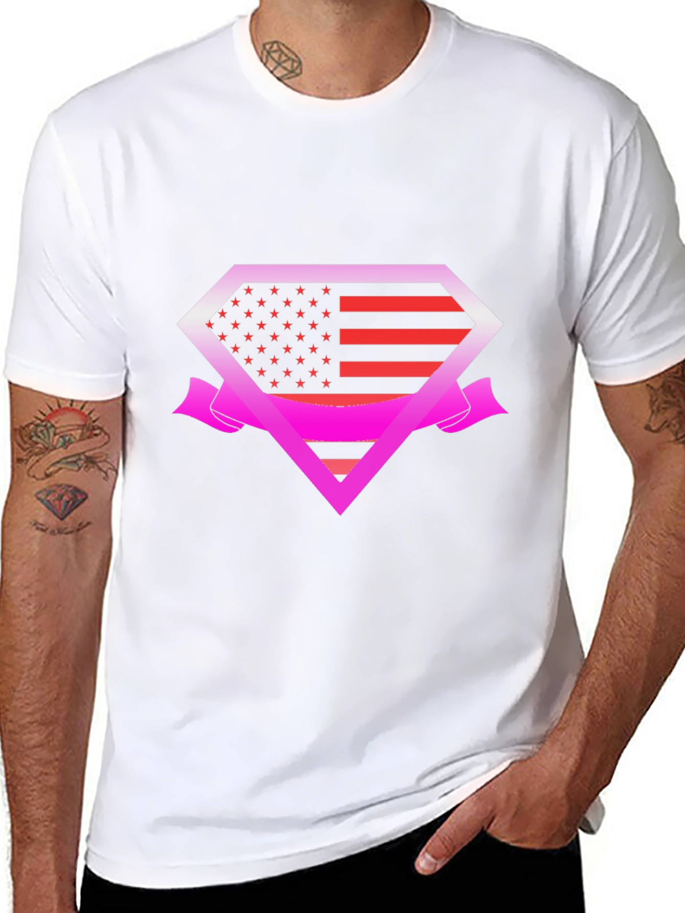 American Flag Superman Logo T-Shirt