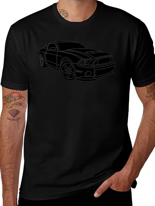 Mustang Outline Graphic T-Shirt - Black