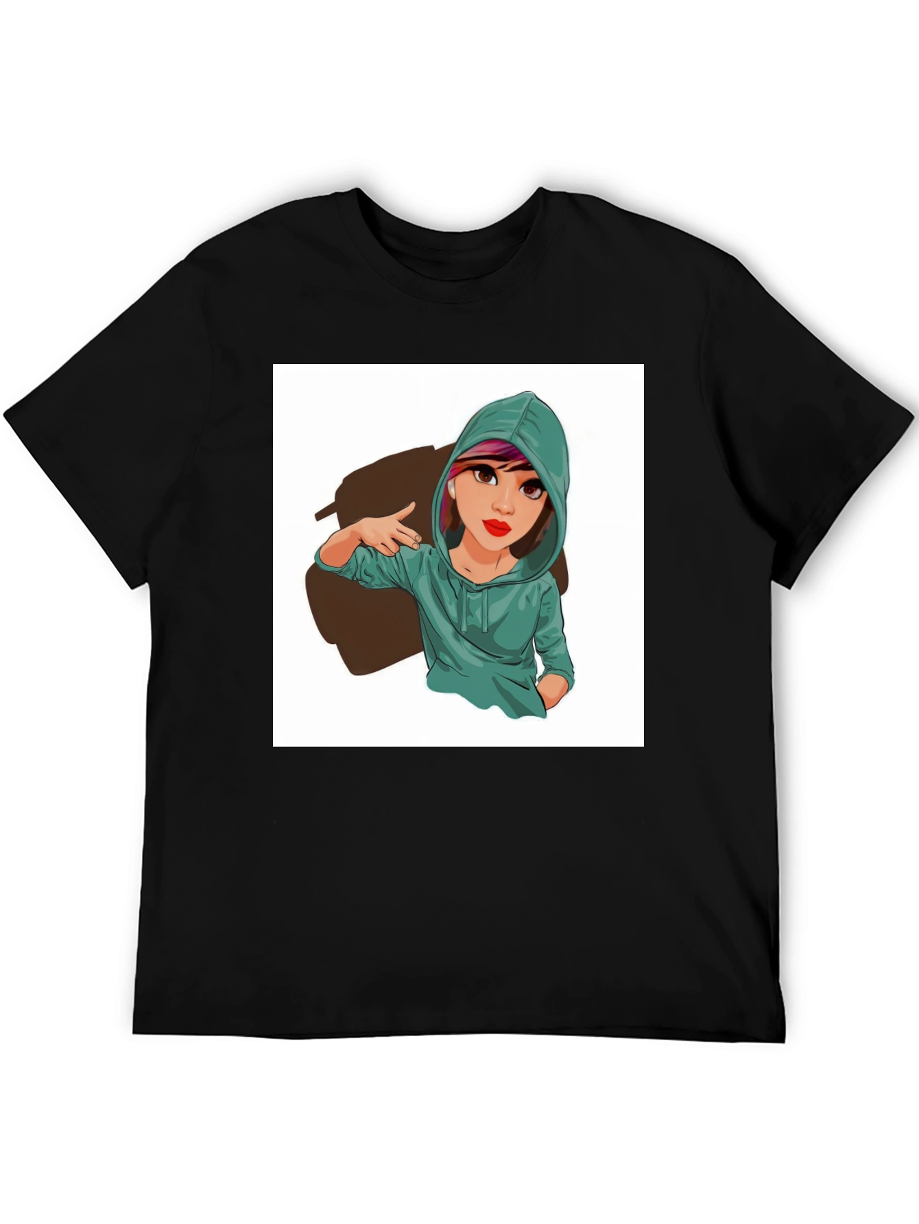 Cartoon Girl Graphic Print Tee - Trendy Casual Style