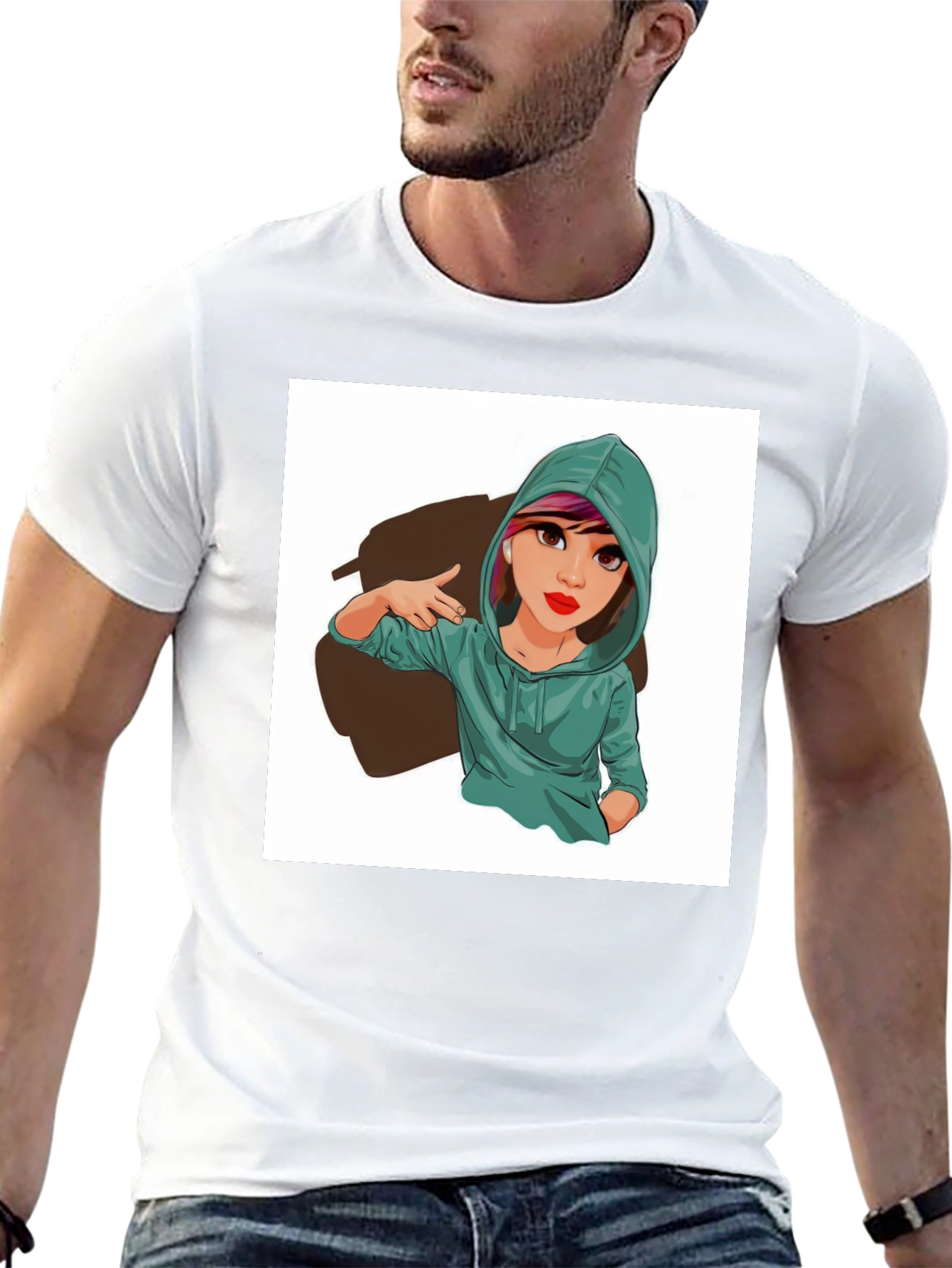 Cartoon Girl Graphic Print Tee - Trendy Casual Style