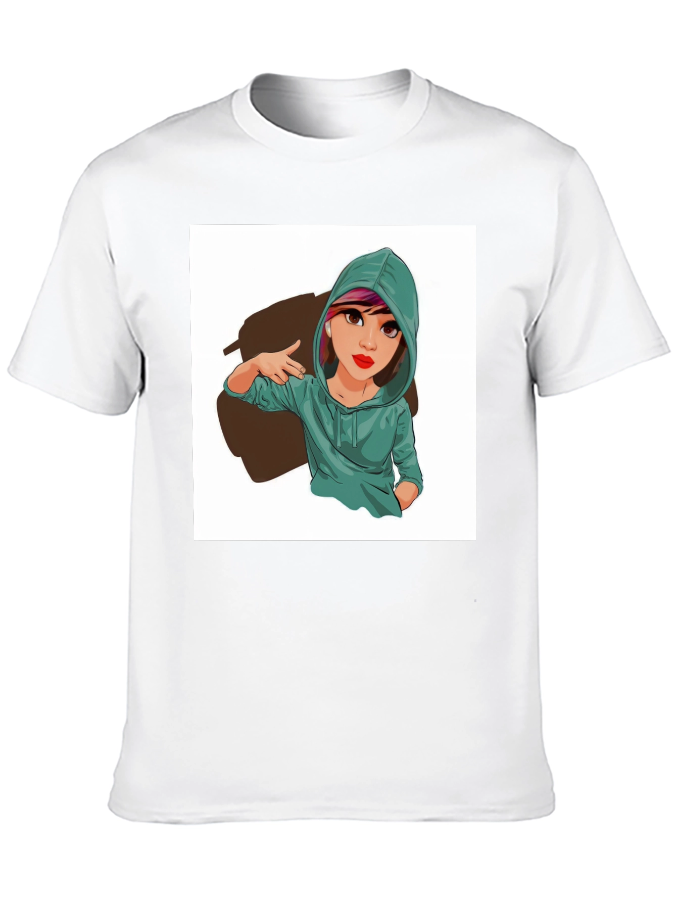 Cartoon Girl Graphic Print Tee - Trendy Casual Style