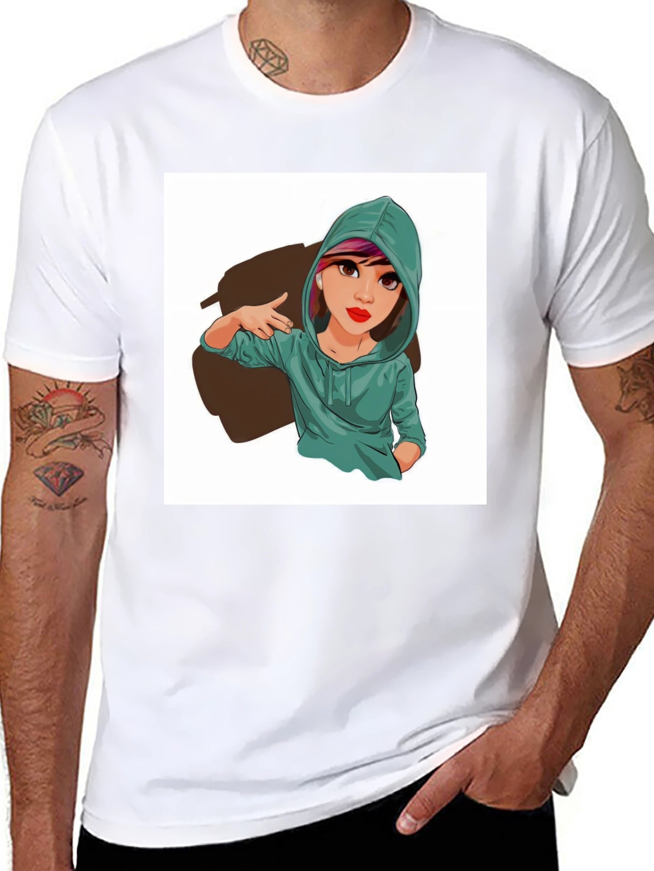 Cartoon Girl Graphic Print Tee - Trendy Casual Style
