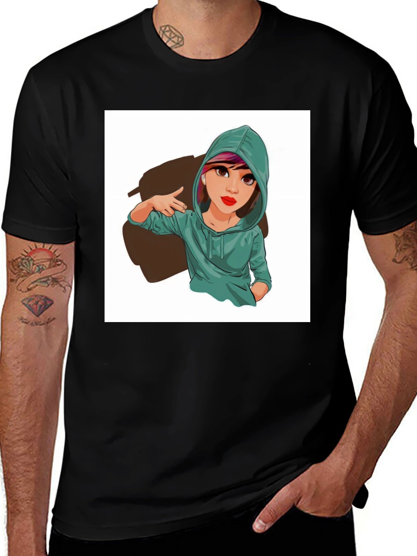 Cartoon Girl Graphic Print Tee - Trendy Casual Style