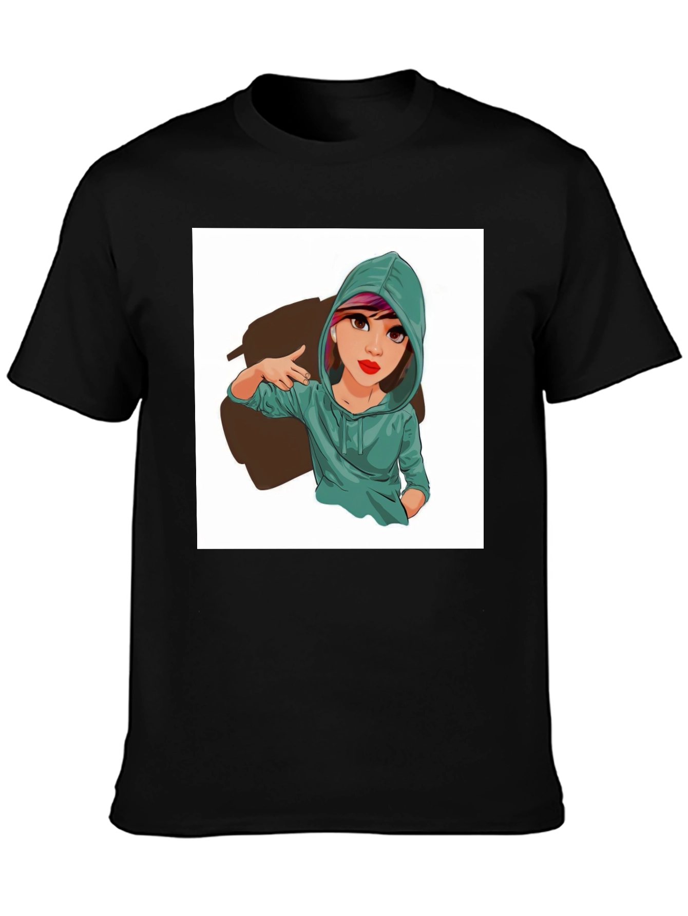 Cartoon Girl Graphic Print Tee - Trendy Casual Style