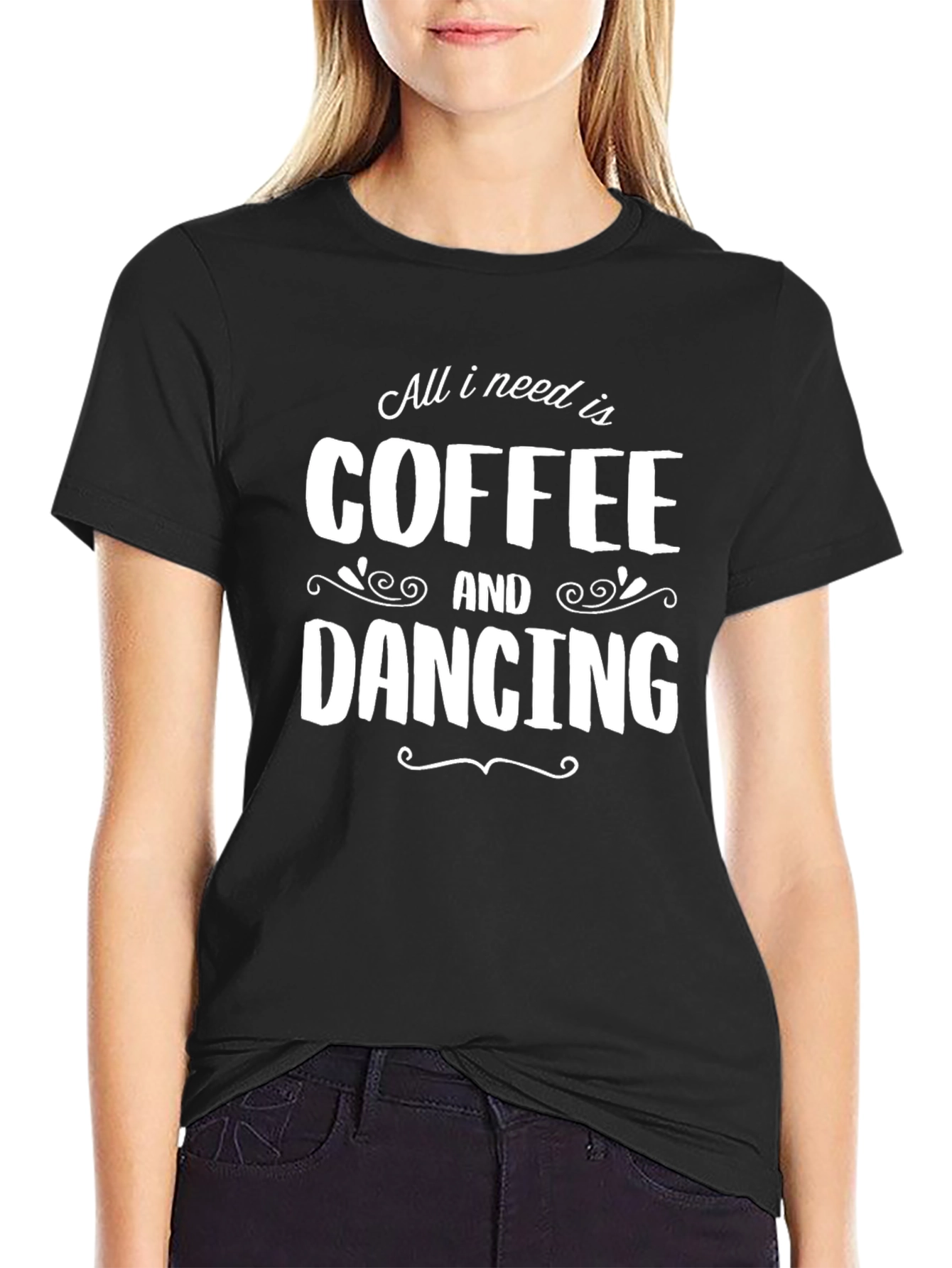 Coffee and Dancing T-Shirt - Black Cotton Blend