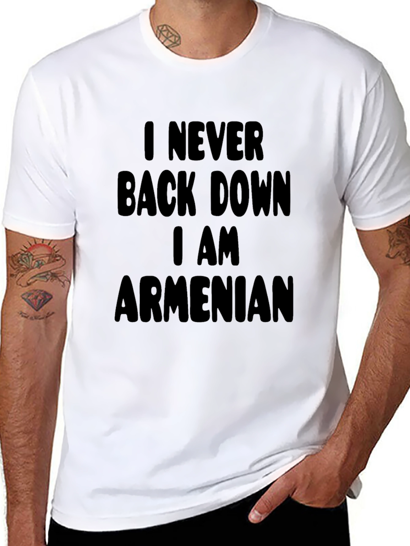 I Never Back Down I am Armenian Black T-Shirt