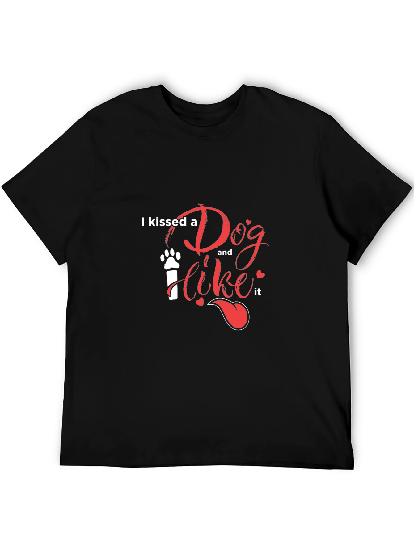 I Kissed A Dog T-Shirt - Casual Black Tee