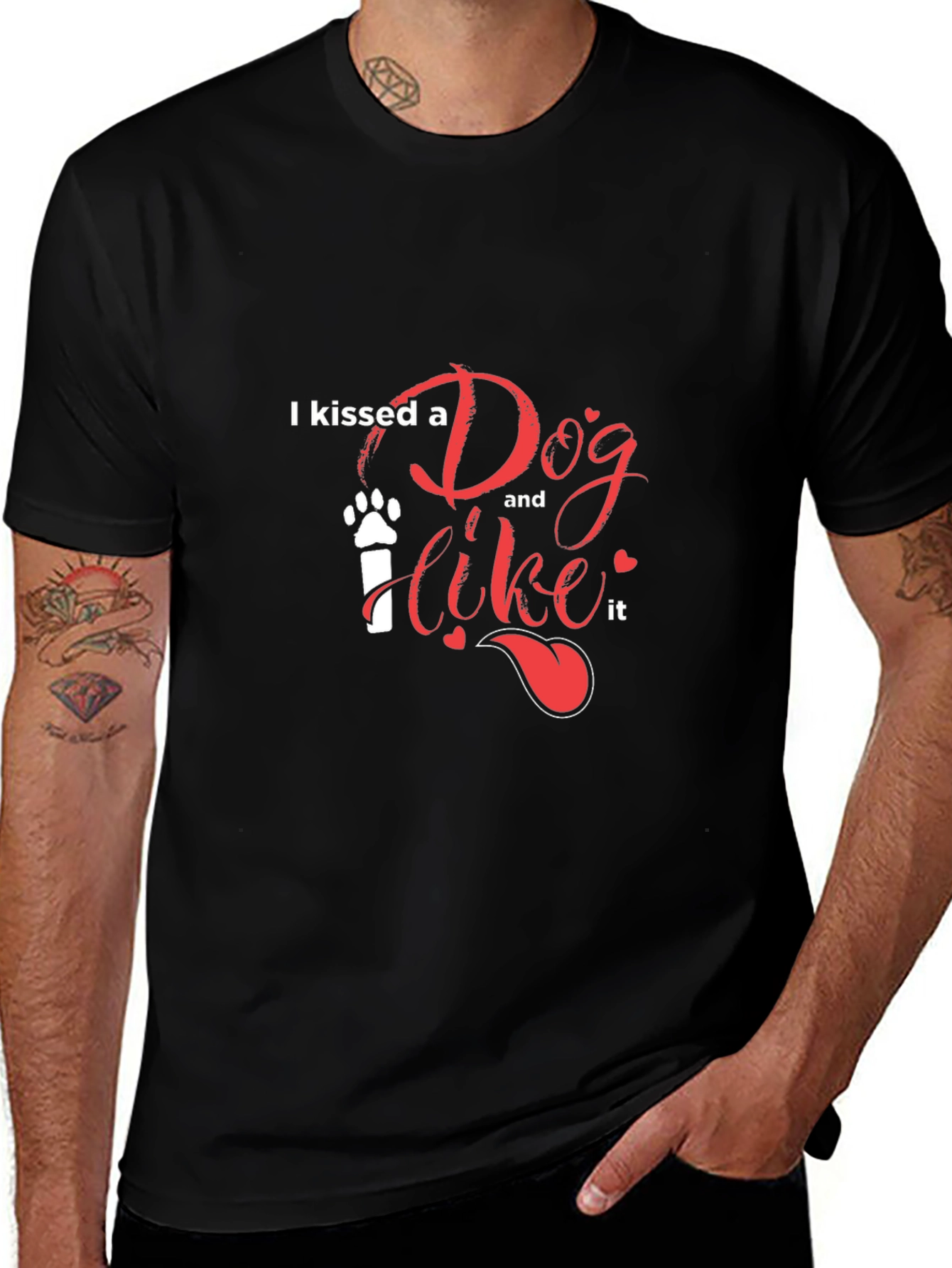 I Kissed A Dog T-Shirt - Casual Black Tee