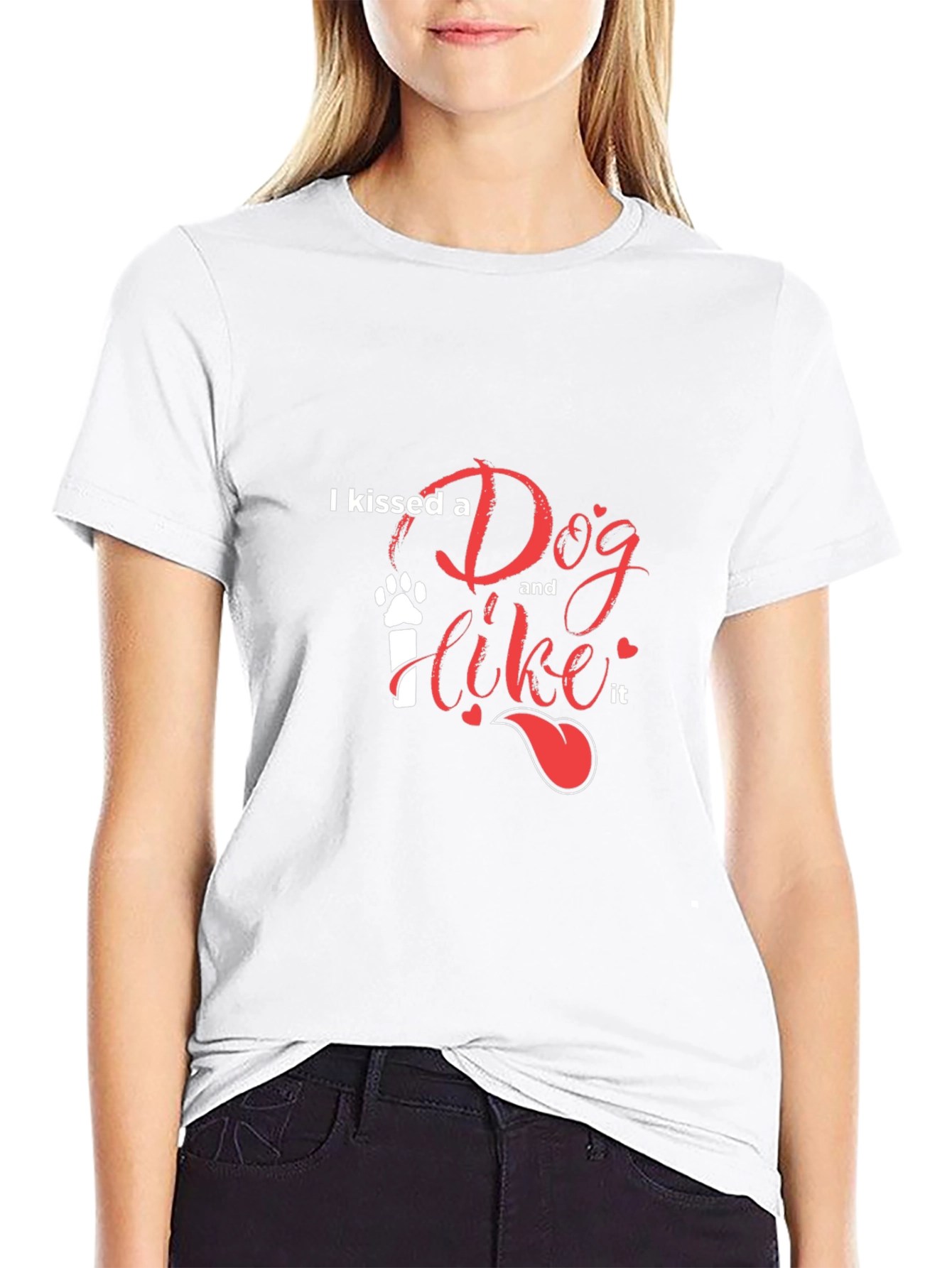 I Kissed A Dog T-Shirt - Casual Black Tee