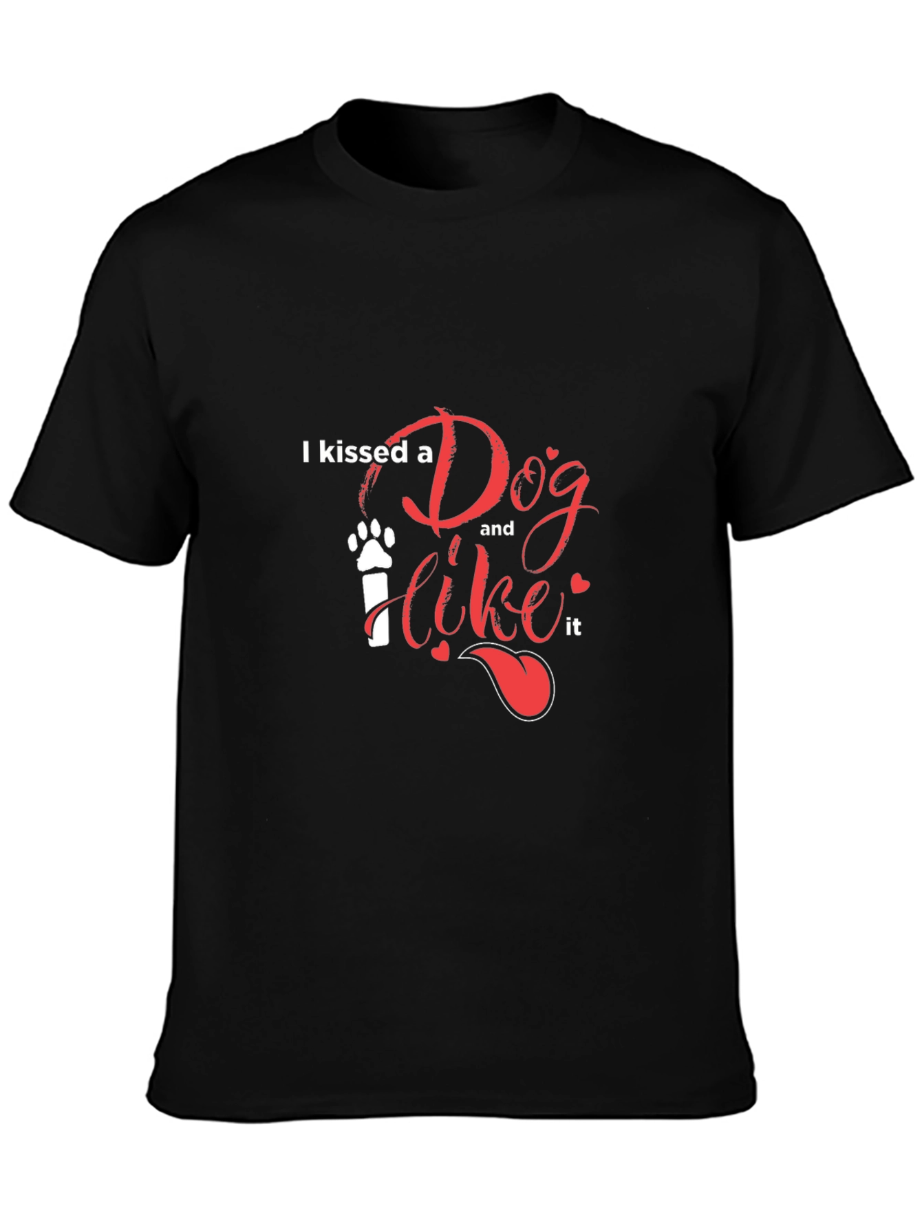 I Kissed A Dog T-Shirt - Casual Black Tee