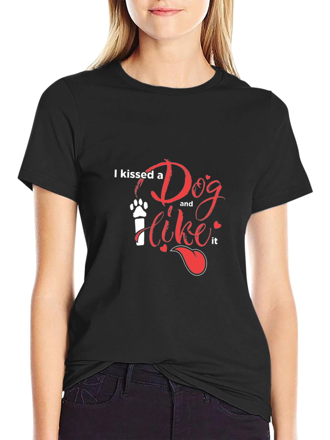I Kissed A Dog T-Shirt - Casual Black Tee