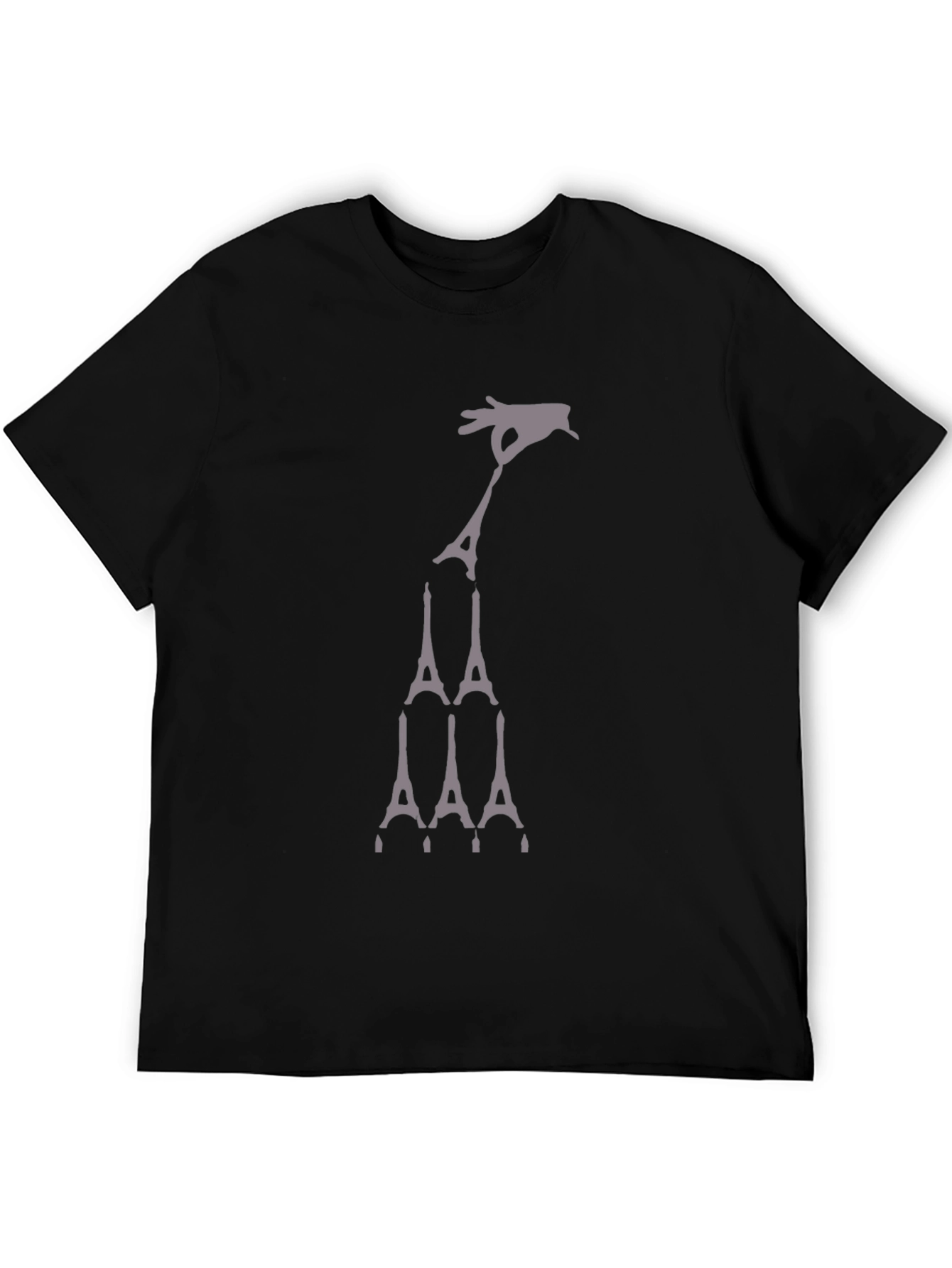 Eiffel Tower Hand Black T-Shirt