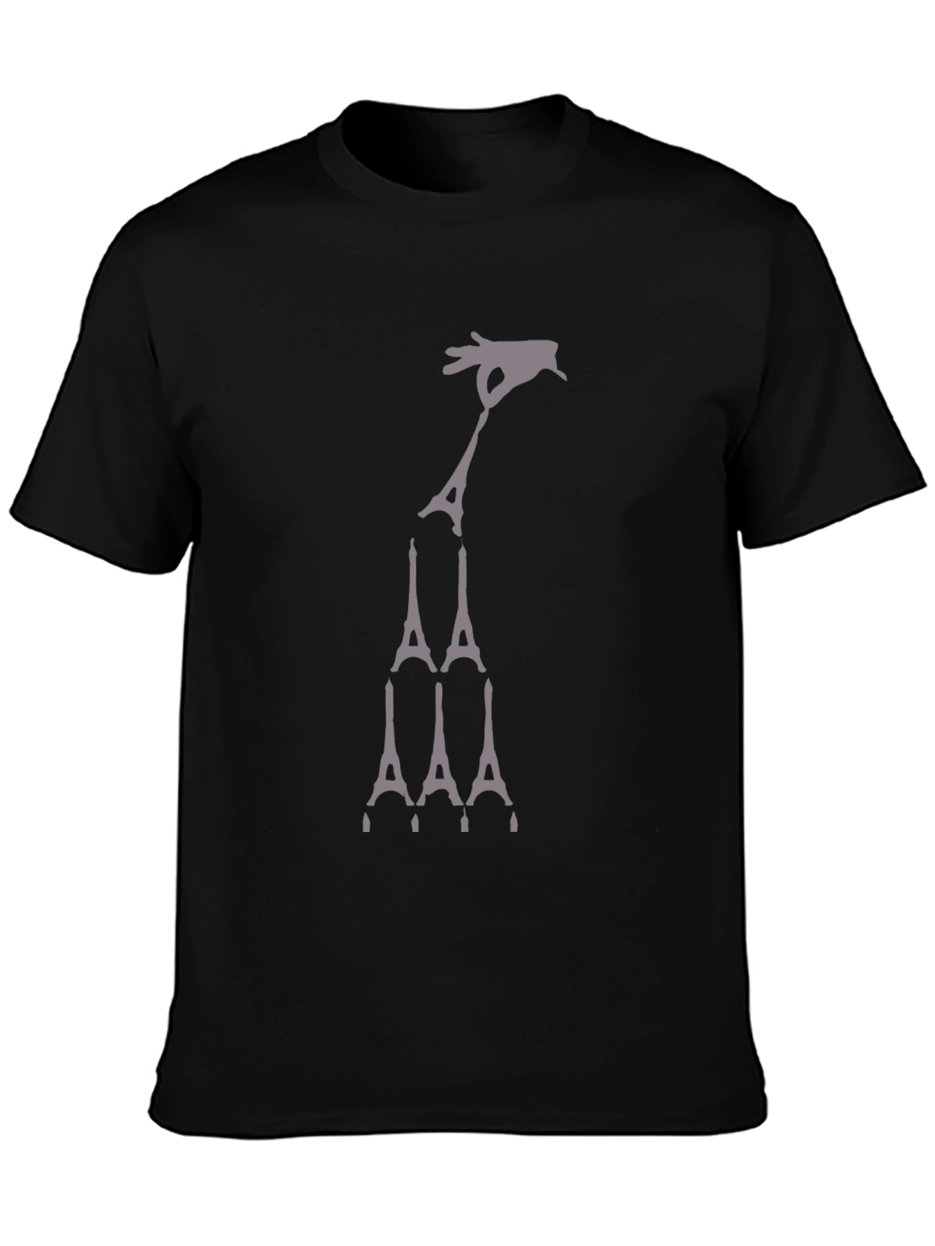 Eiffel Tower Hand Black T-Shirt