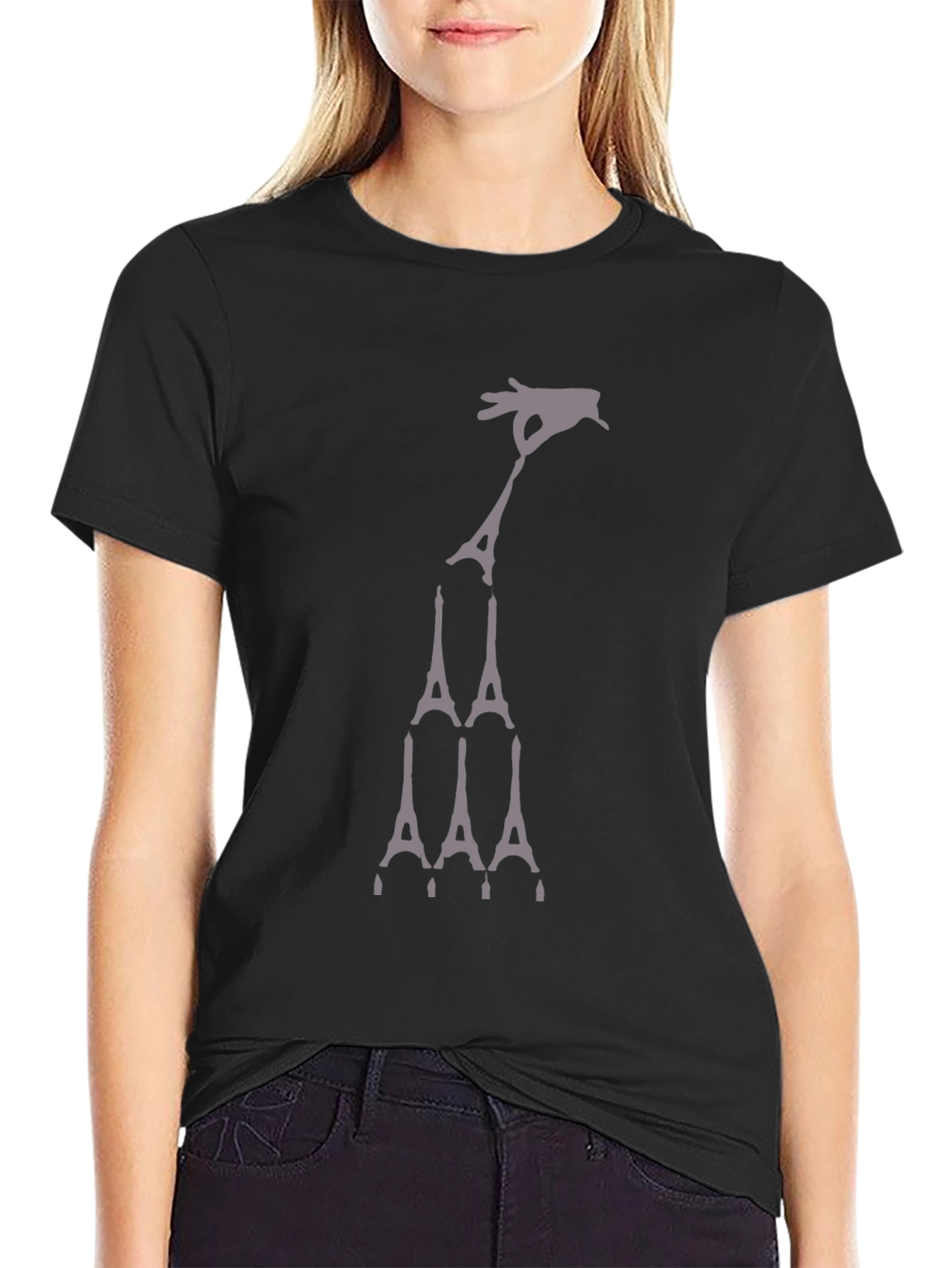 Eiffel Tower Hand Black T-Shirt