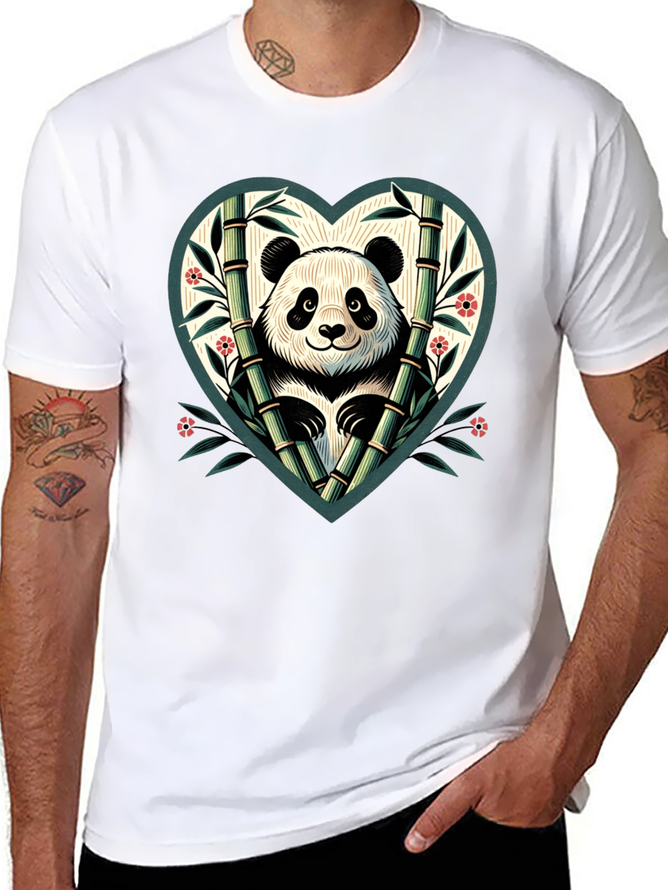 Panda Heart Bamboo Graphic Tee