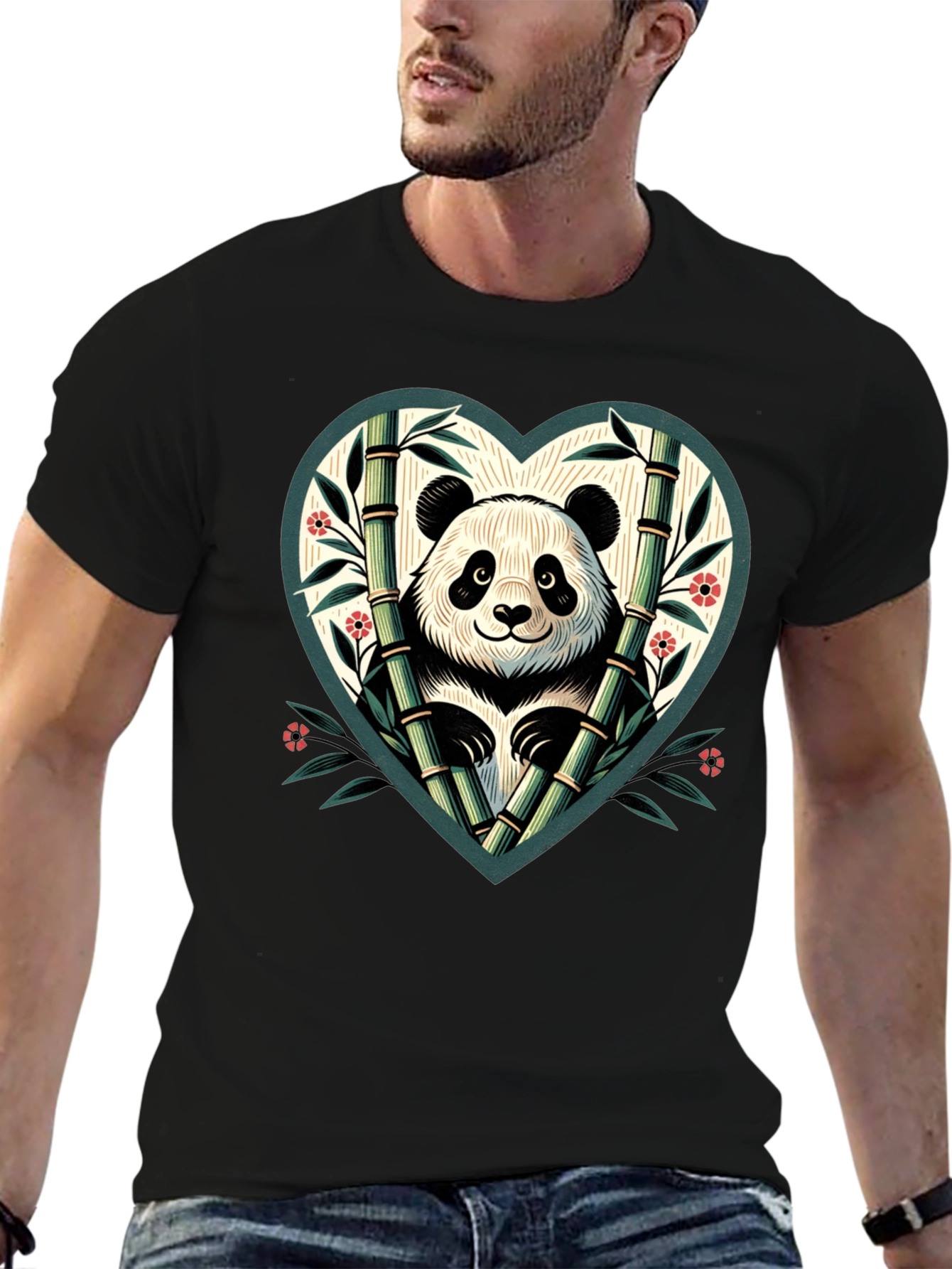 Panda Heart Bamboo Graphic Tee
