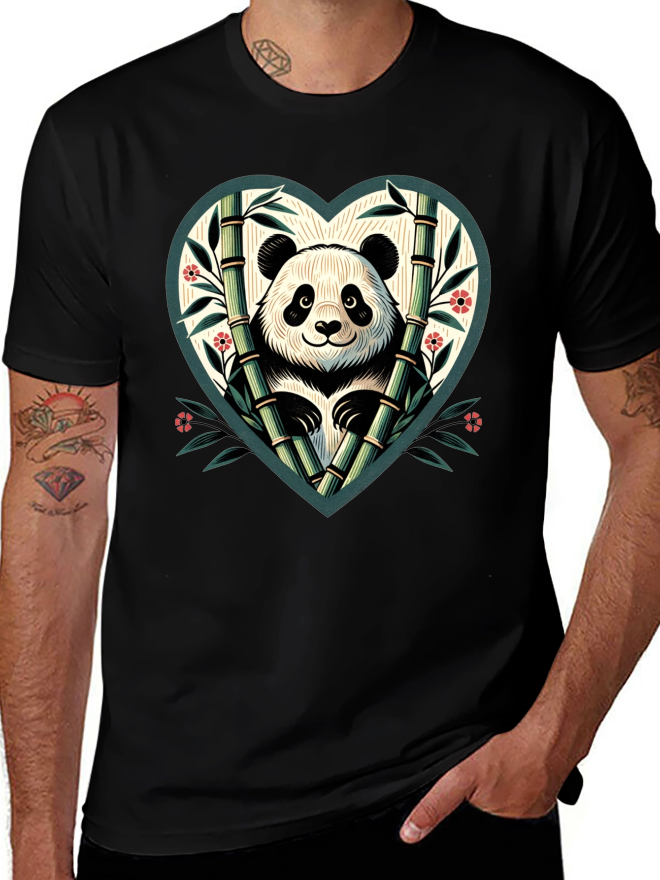 Panda Heart Bamboo Graphic Tee