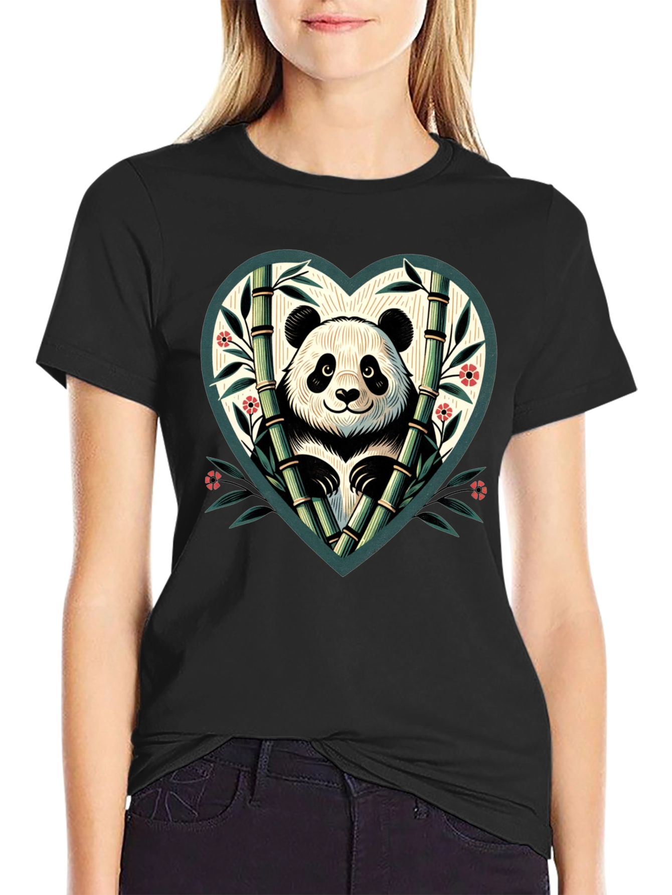 Panda Heart Bamboo Graphic Tee