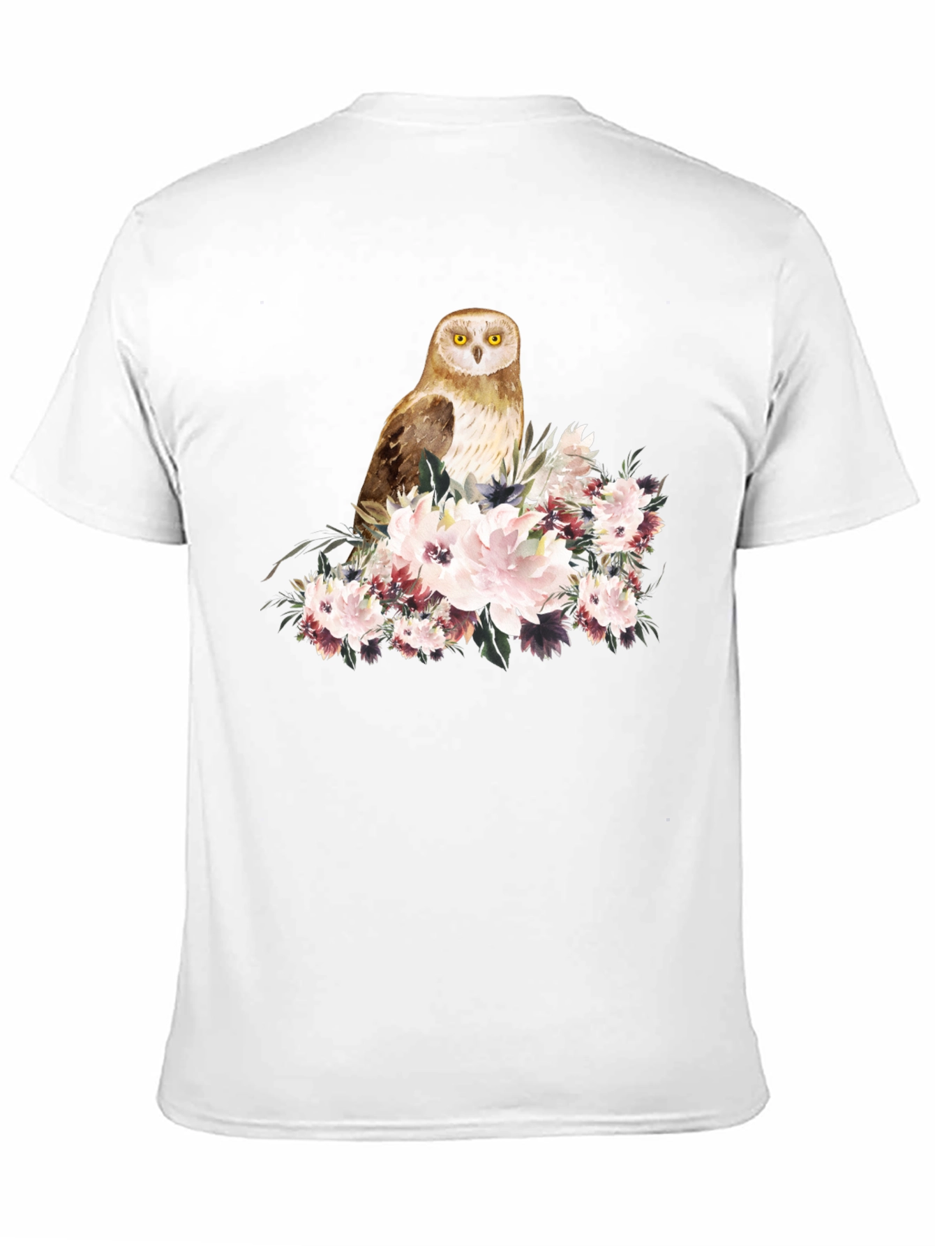 Owl and Floral Black T-Shirt