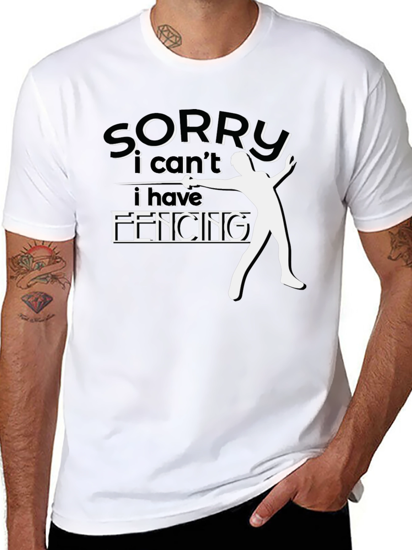 Sorry I Cant Fencing Black Graphic Tee