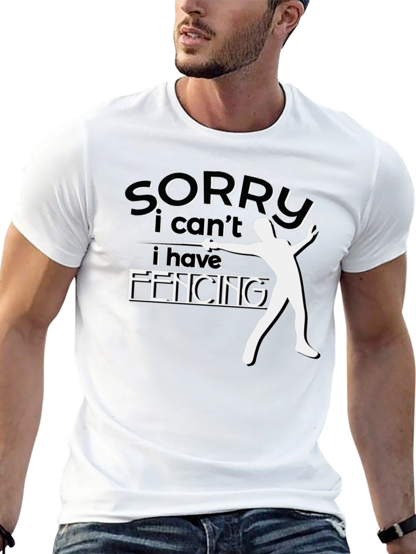Sorry I Cant Fencing Black Graphic Tee