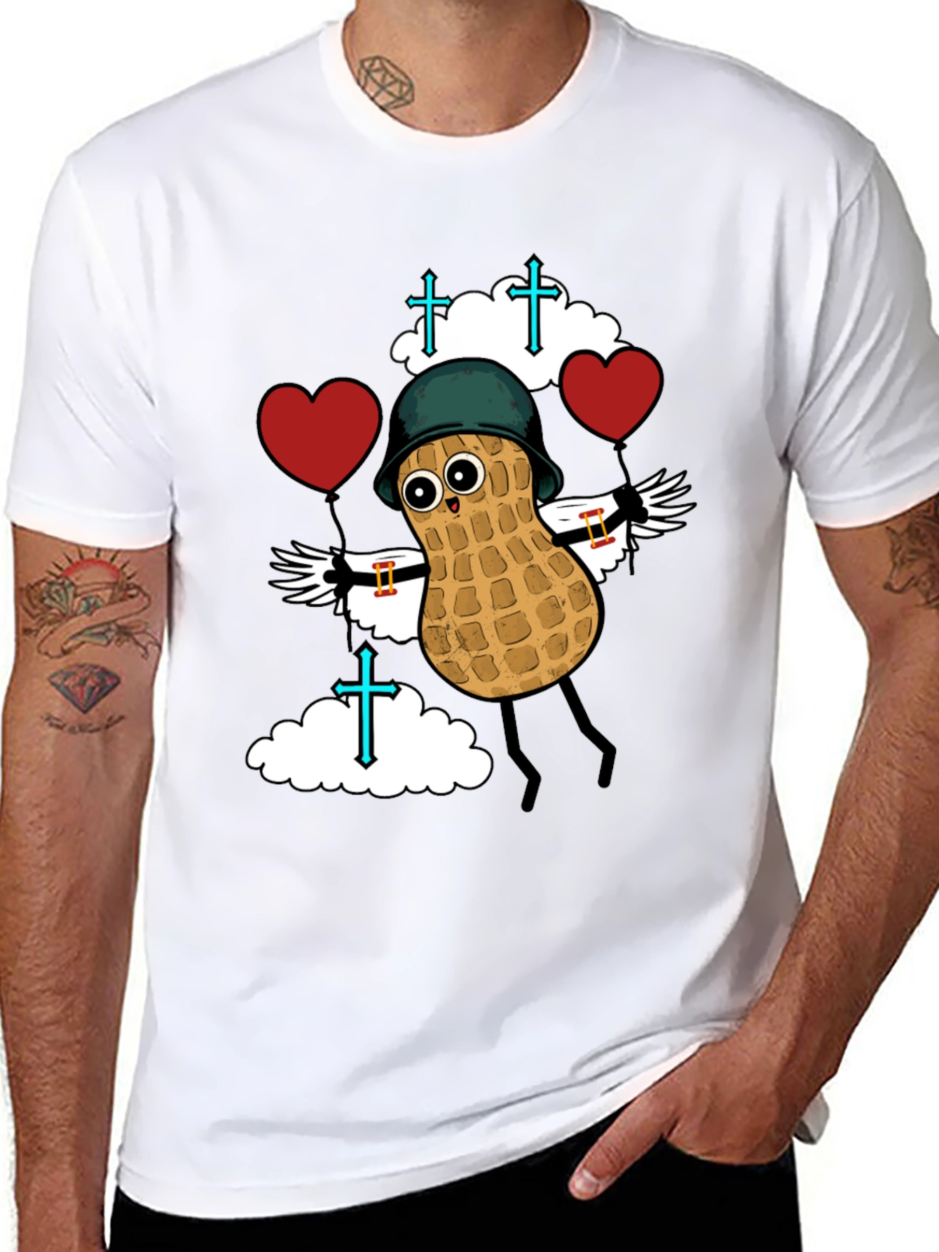 Whimsical Peanut Character Graphic T-Shirt