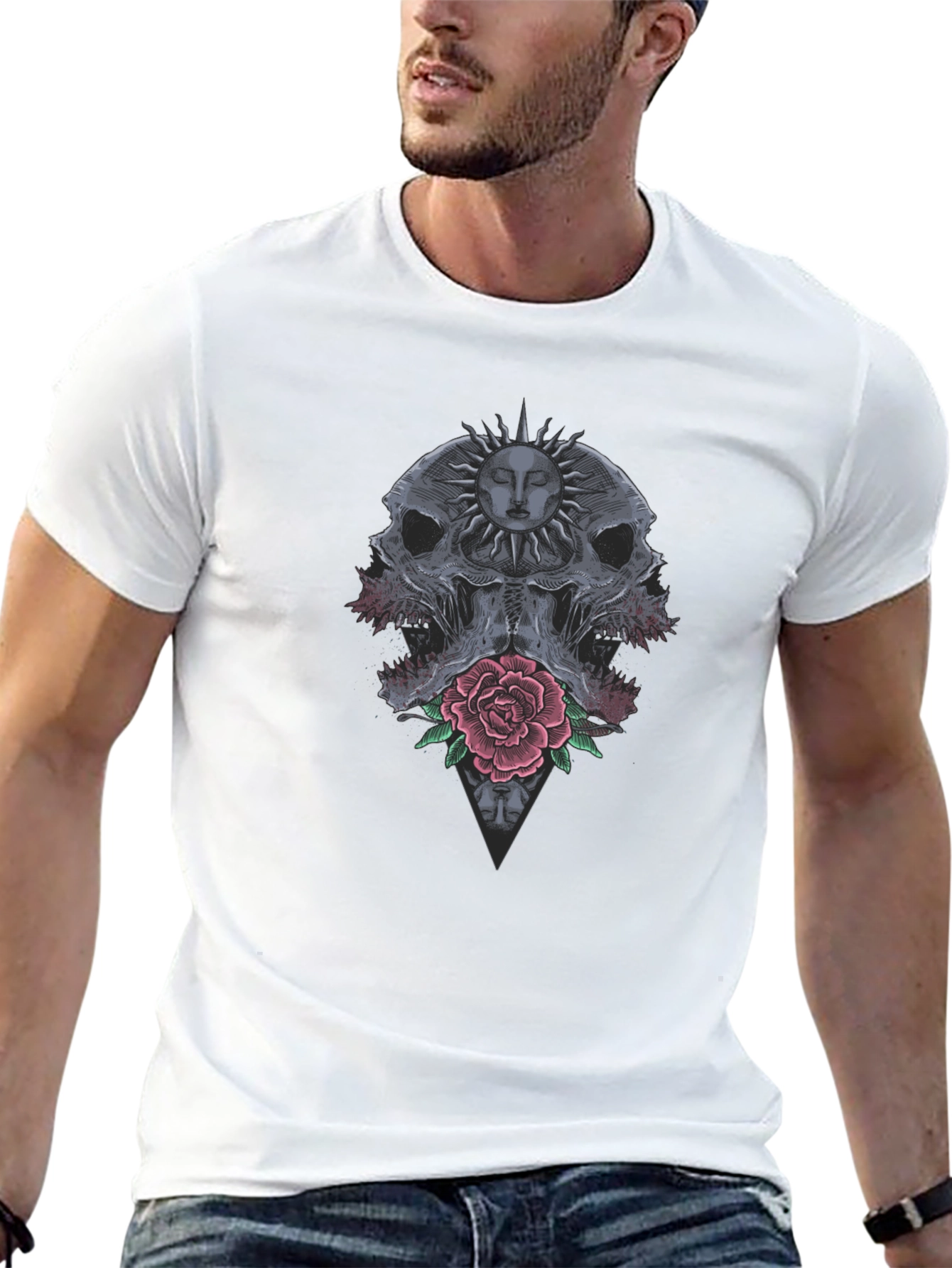 Skull & Rose Graphic Tee - Dark Aesthetic