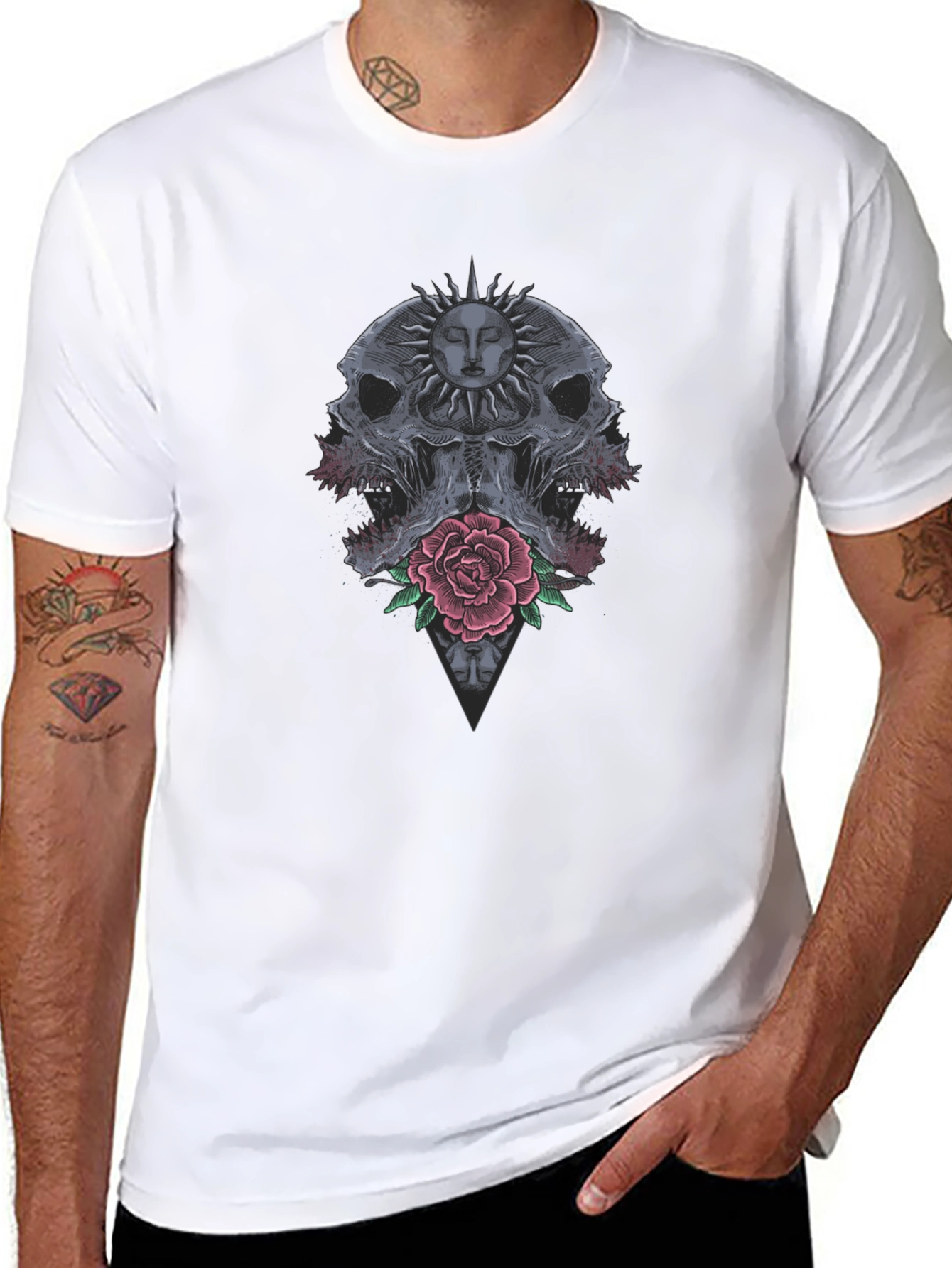 Skull & Rose Graphic Tee - Dark Aesthetic