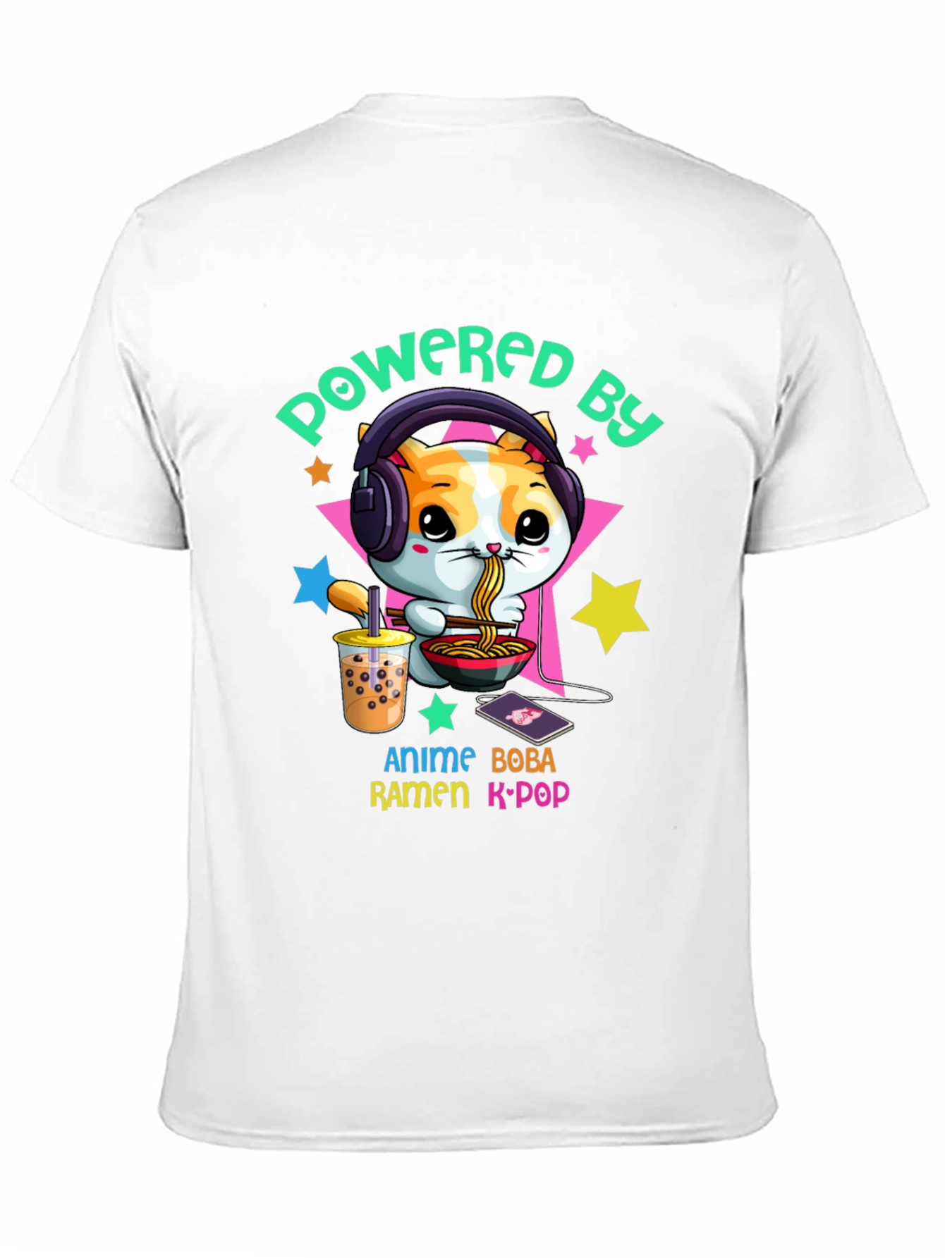 Powered by Anime Boba Ramen K-Pop T-Shirt