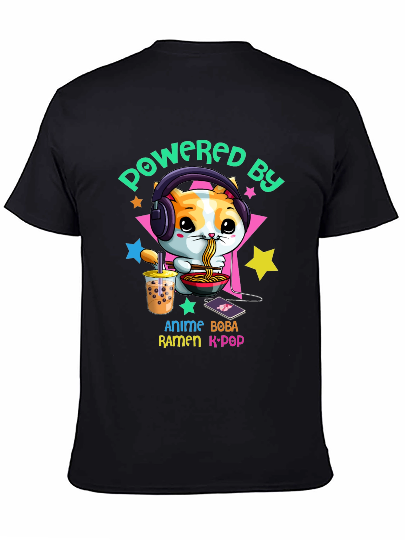 Powered by Anime Boba Ramen K-Pop T-Shirt