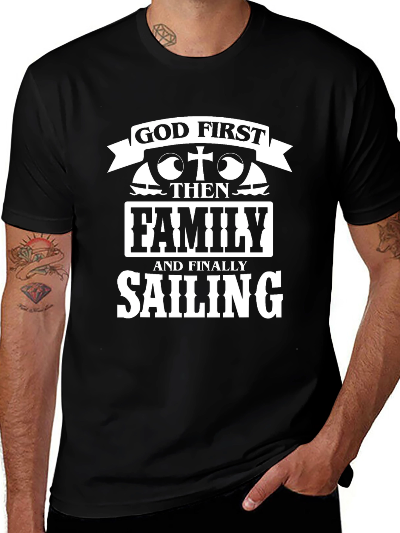 God First Sailing T-Shirt Faith & Hobbies Tee