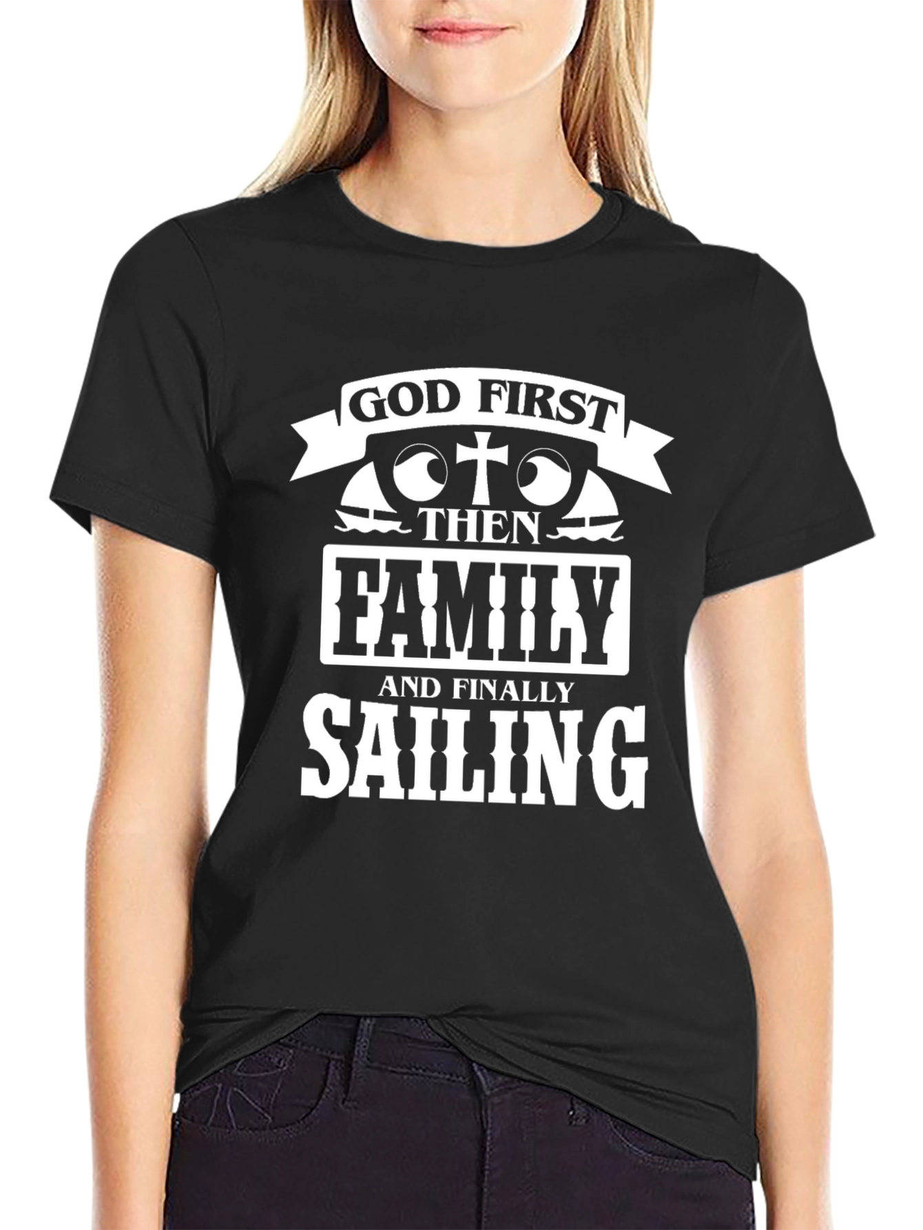 God First Sailing T-Shirt Faith & Hobbies Tee