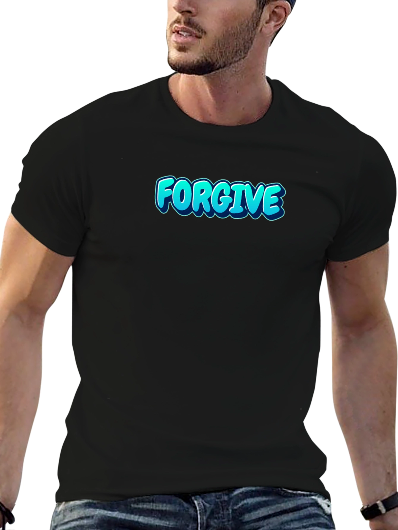 Forgive Graphic Print Black T-Shirt