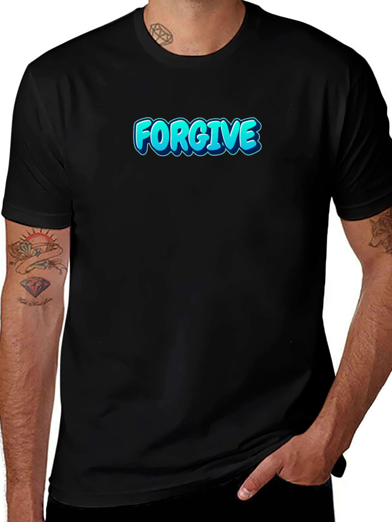 Forgive Graphic Print Black T-Shirt
