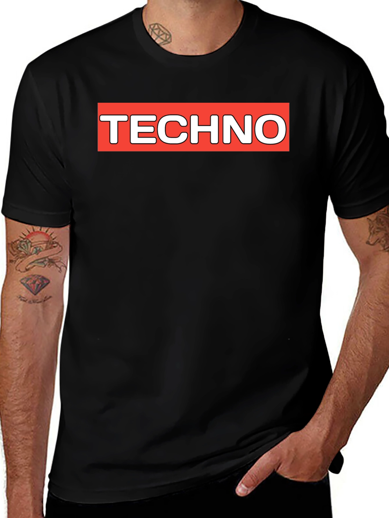 Techno Graphic Tee - Classic Black Crew Neck