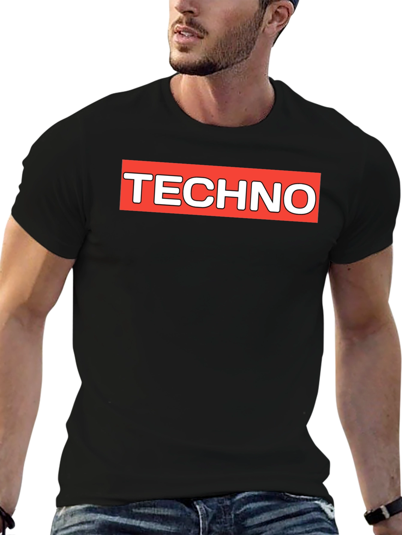 Techno Graphic Tee - Classic Black Crew Neck