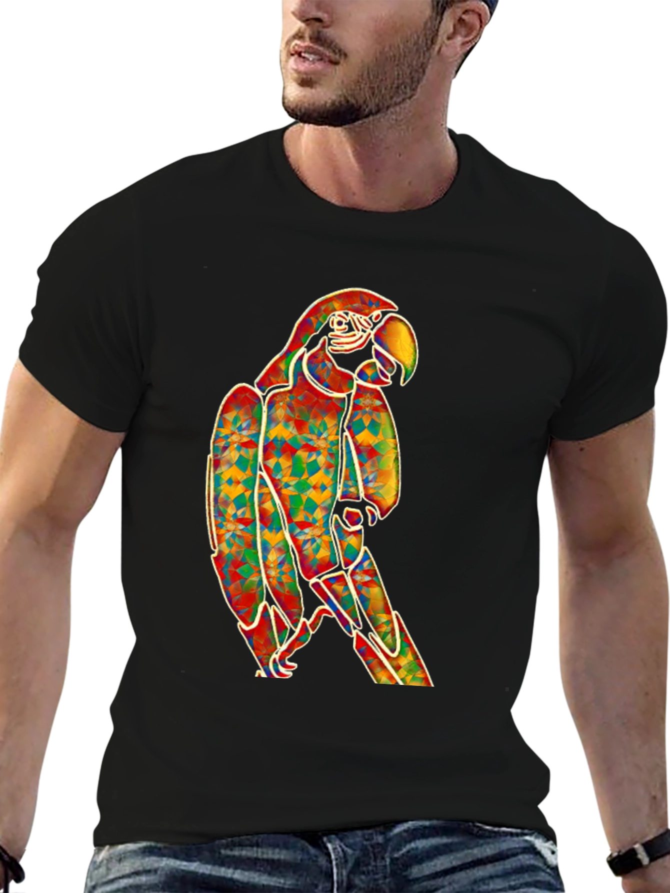 Vibrant Parrot Graphic T-Shirt