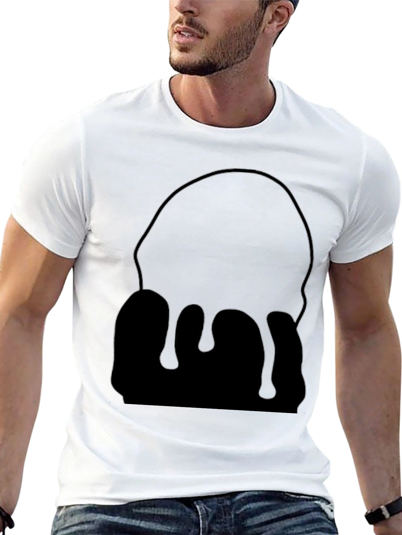 Mens Black Drip Graphic Tee - Modern Casual Style