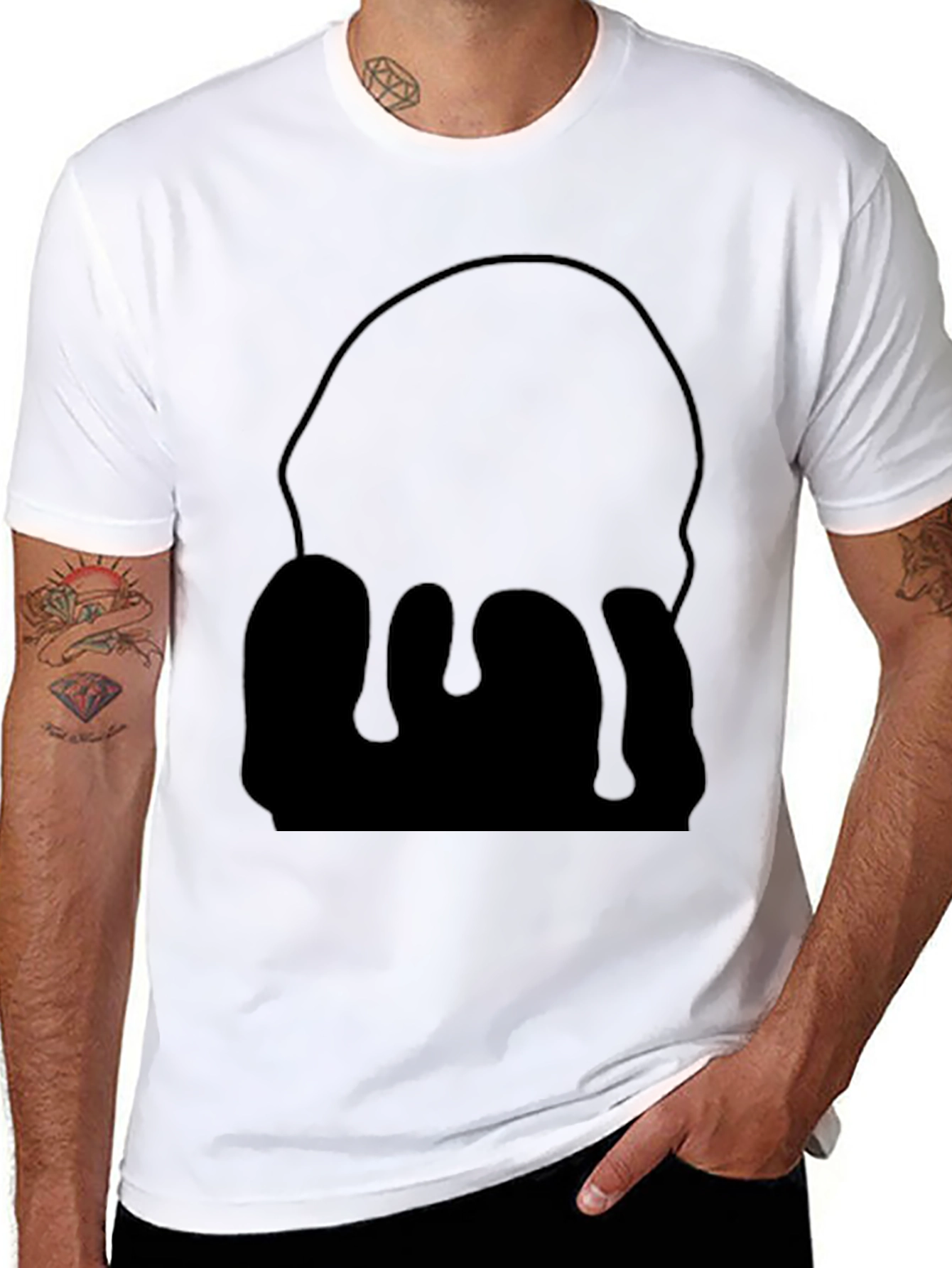 Mens Black Drip Graphic Tee - Modern Casual Style