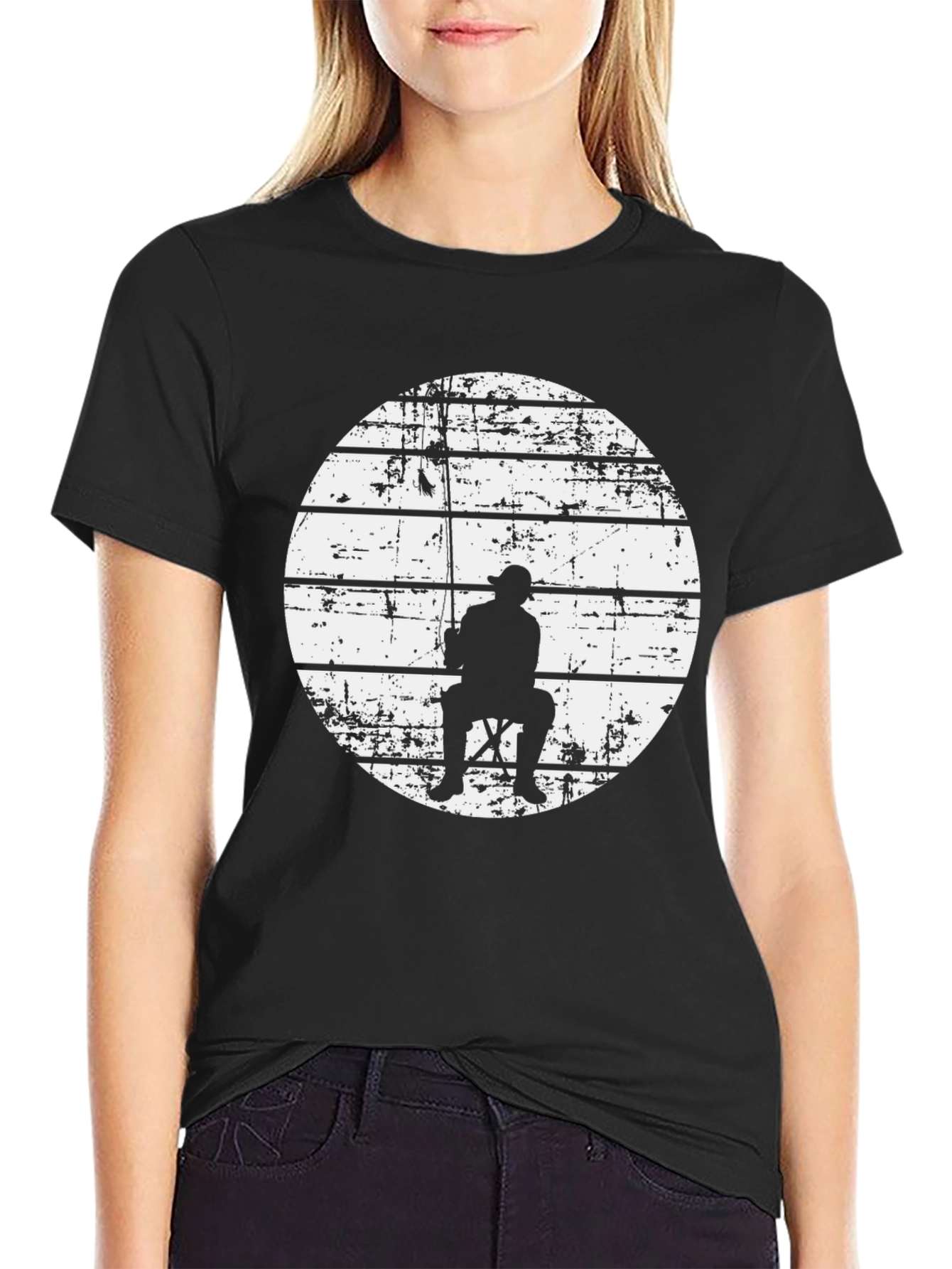 Fisherman Silhouette Graphic T-Shirt