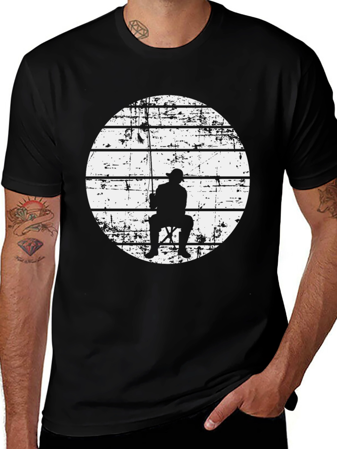 Fisherman Silhouette Graphic T-Shirt
