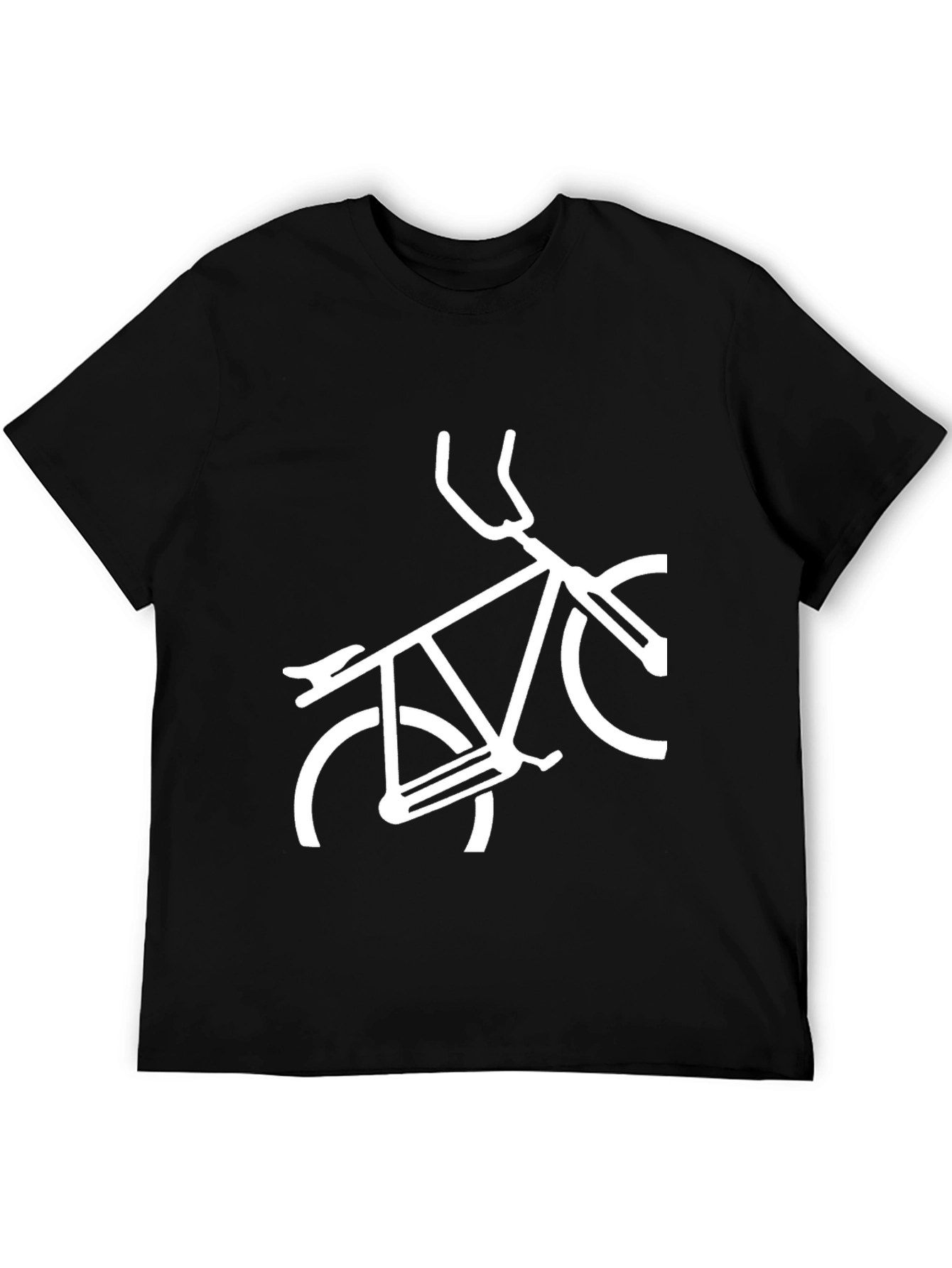 Mens Black T-Shirt with White Bike Graphic