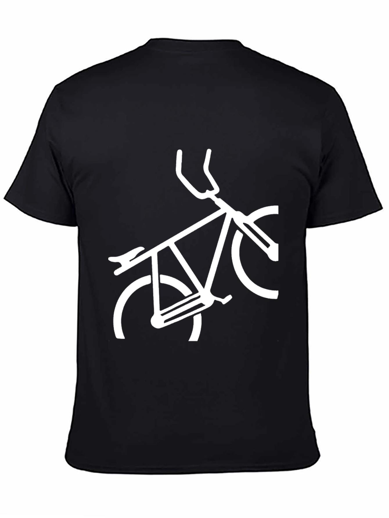 Mens Black T-Shirt with White Bike Graphic