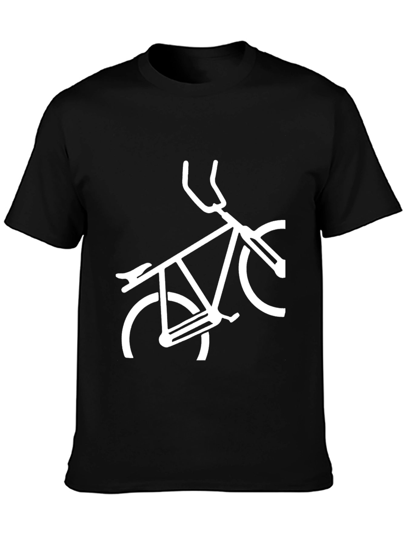 Mens Black T-Shirt with White Bike Graphic