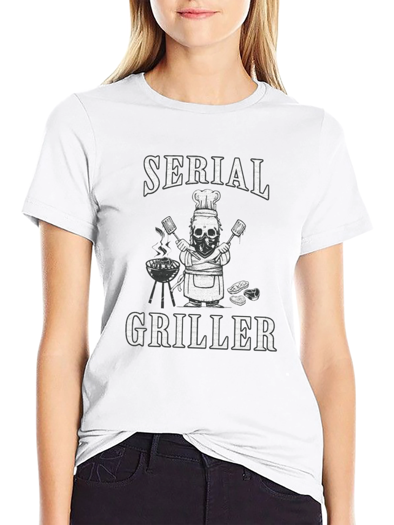 Serial Griller T-Shirt - BBQ Skeleton Chef